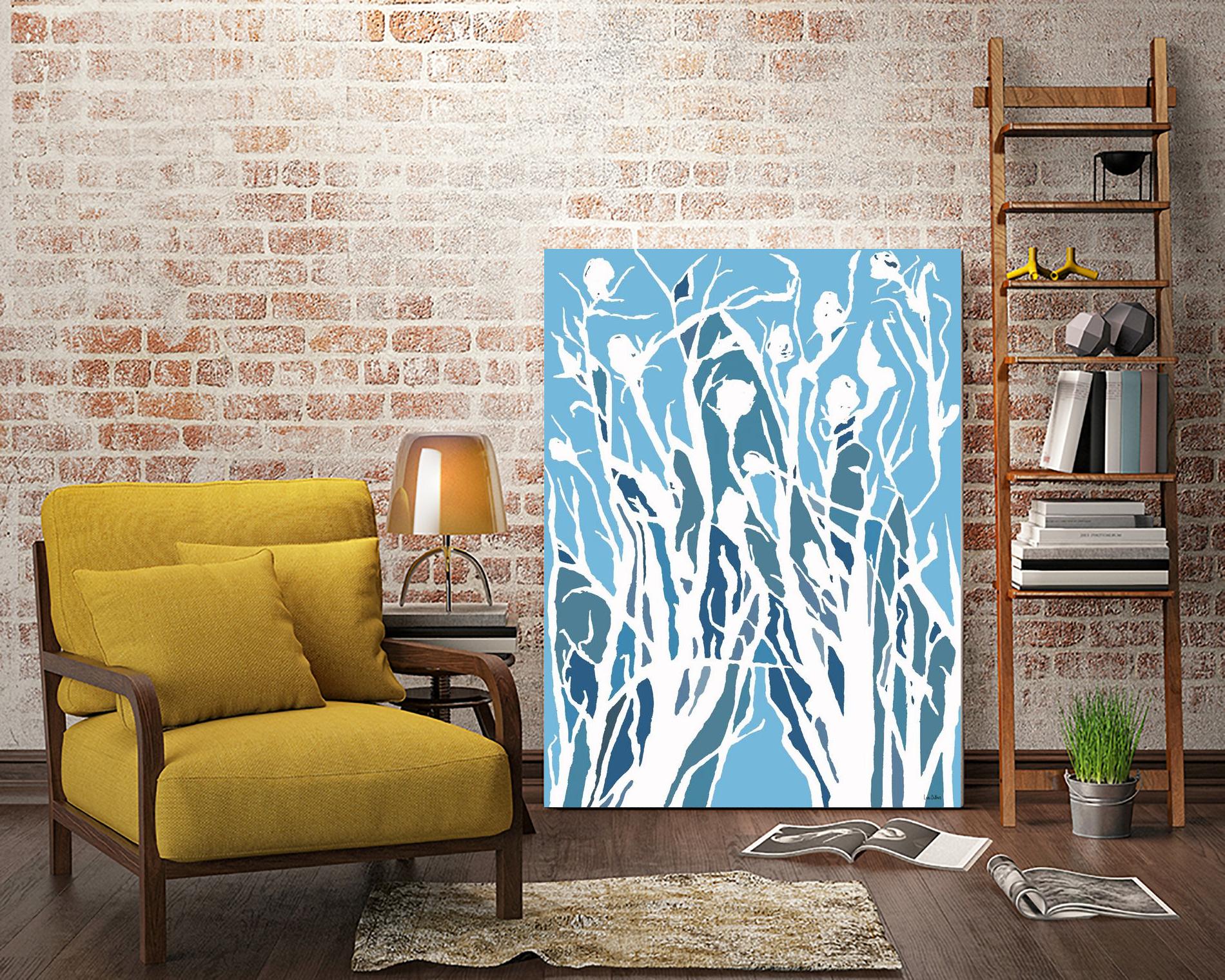 Vine and Dove - Shadow -27 by Lori Dubois on GIANT ART - blue linear grass