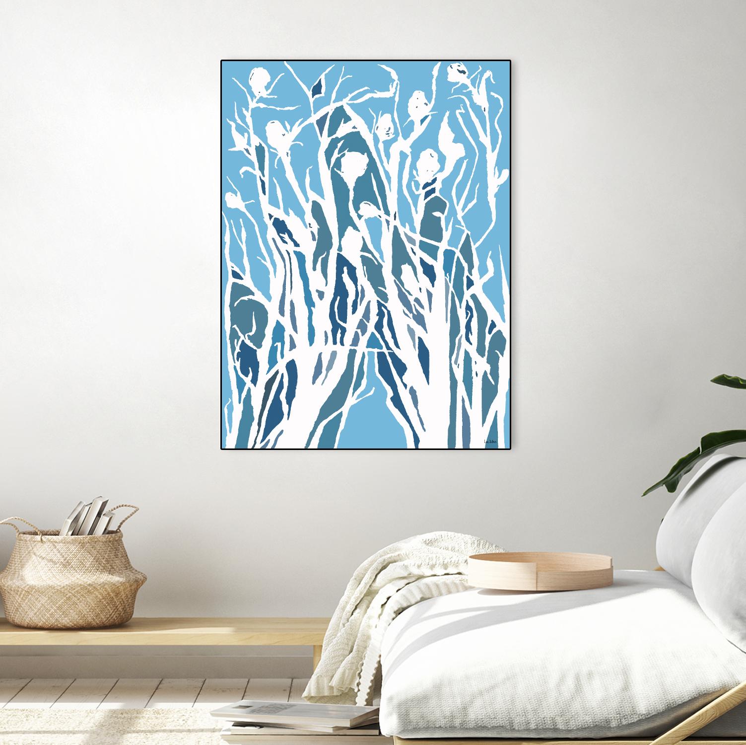 Vine and Dove - Shadow -27 by Lori Dubois on GIANT ART - blue linear grass