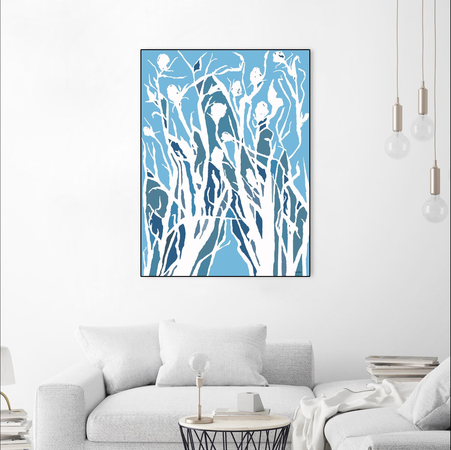 Vine and Dove - Shadow -27 by Lori Dubois on GIANT ART - blue linear grass