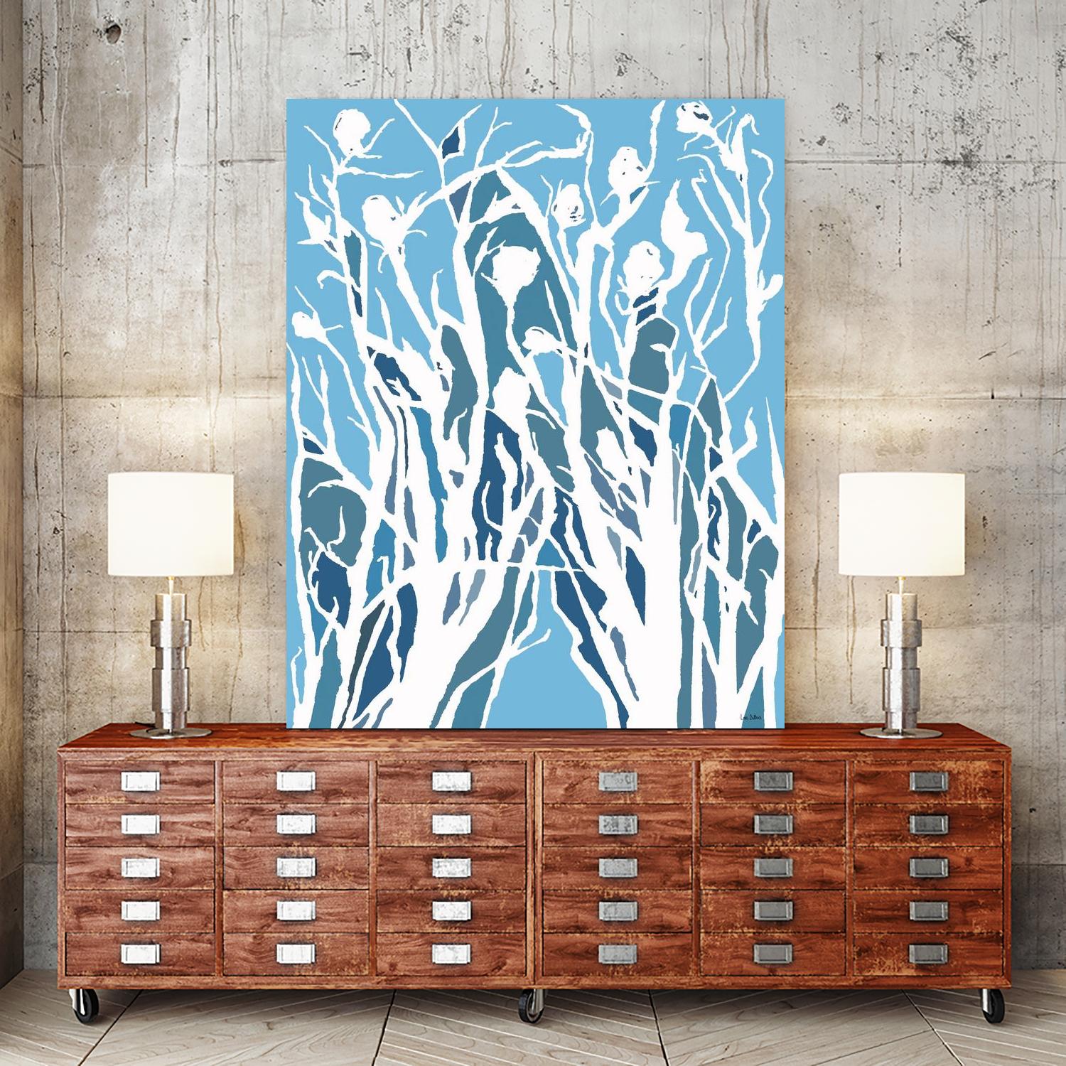 Vine and Dove - Shadow -27 by Lori Dubois on GIANT ART - blue linear grass