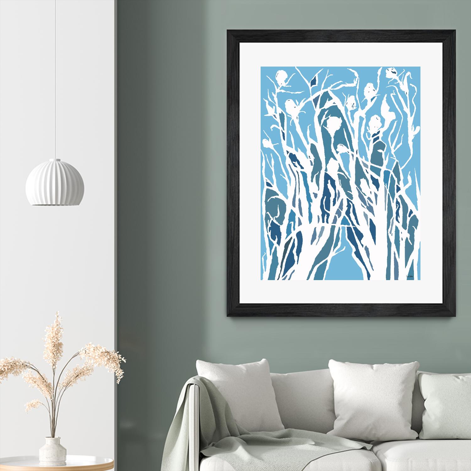 Vine and Dove - Shadow -27 by Lori Dubois on GIANT ART - blue linear grass