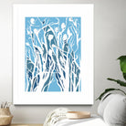 Vine and Dove - Shadow -27 by Lori Dubois on GIANT ART - blue linear grass