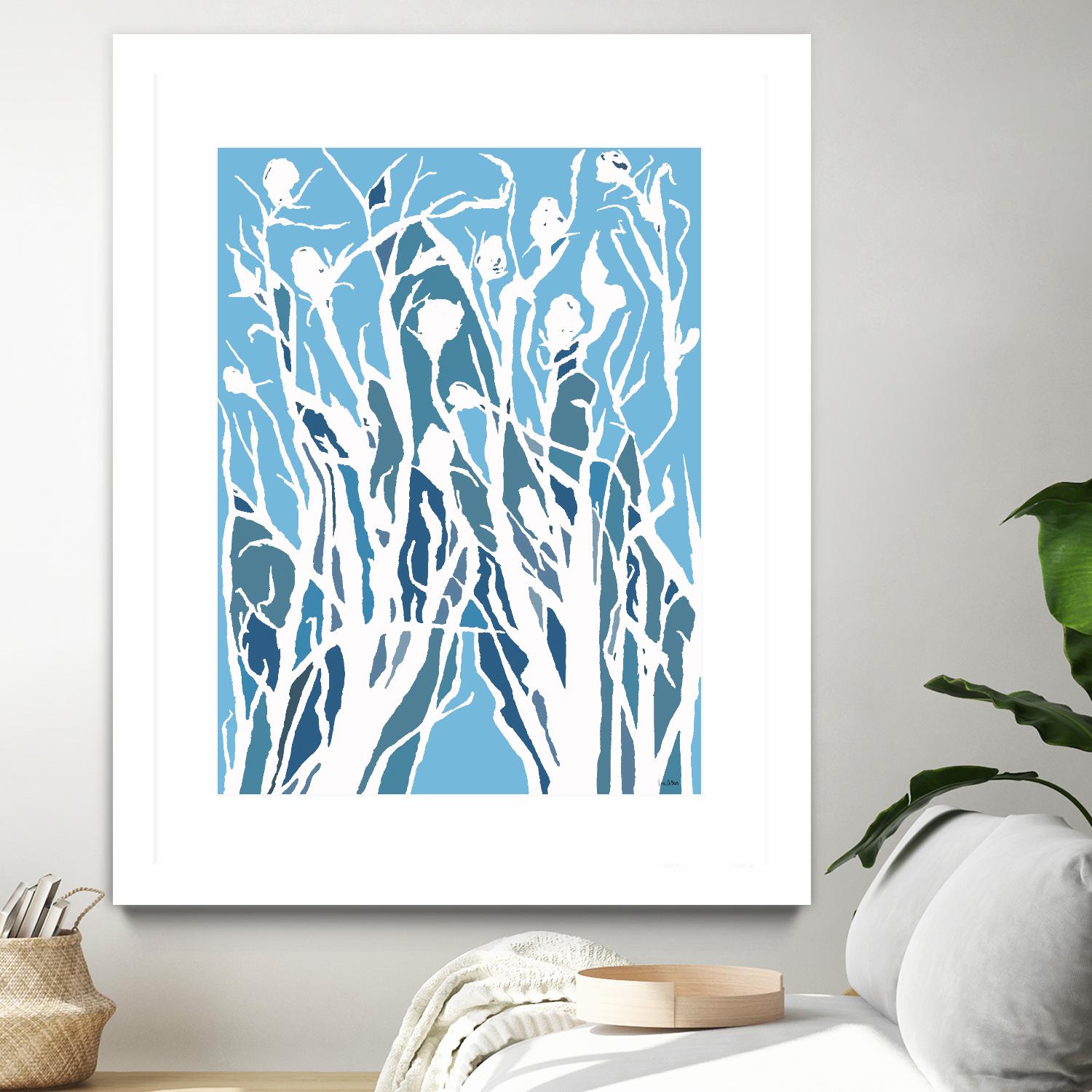 Vine and Dove - Shadow -27 by Lori Dubois on GIANT ART - blue linear grass