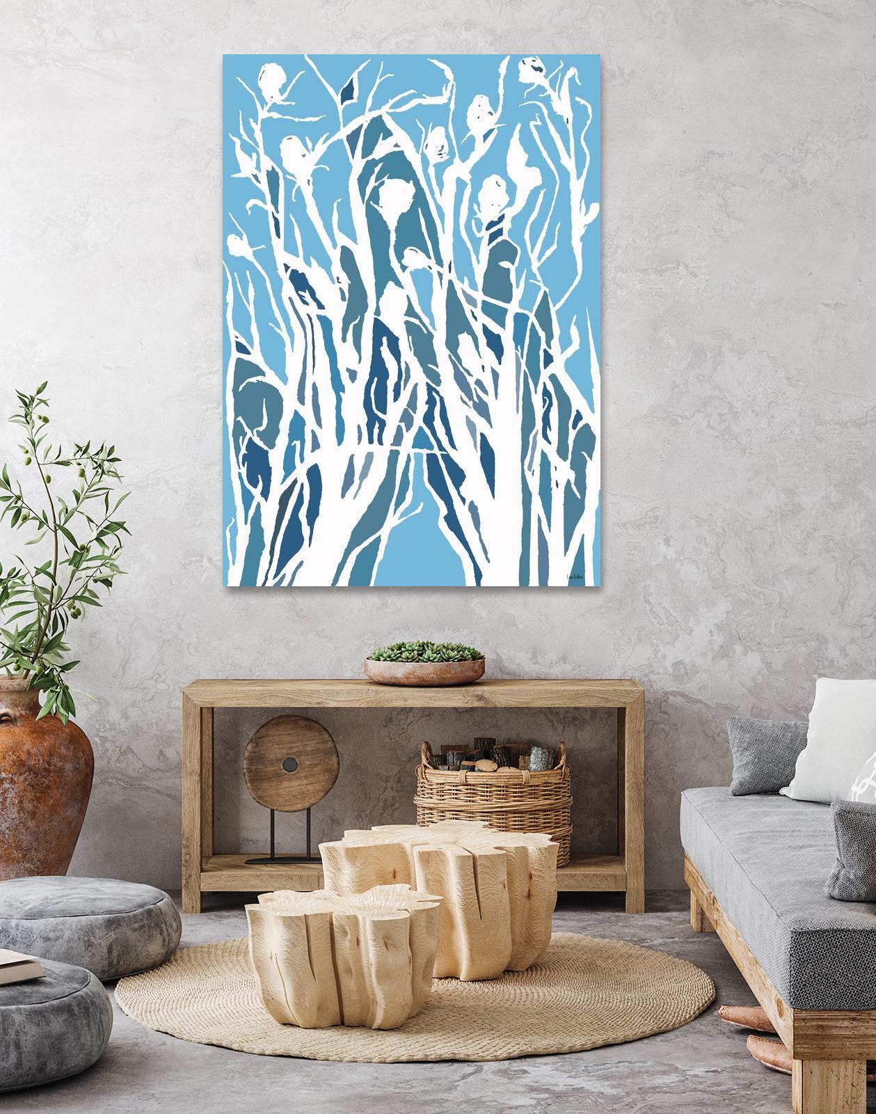 Vine and Dove - Shadow -27 by Lori Dubois on GIANT ART - blue linear grass