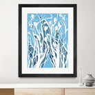 Vine and Dove - Shadow -27 by Lori Dubois on GIANT ART - blue linear grass