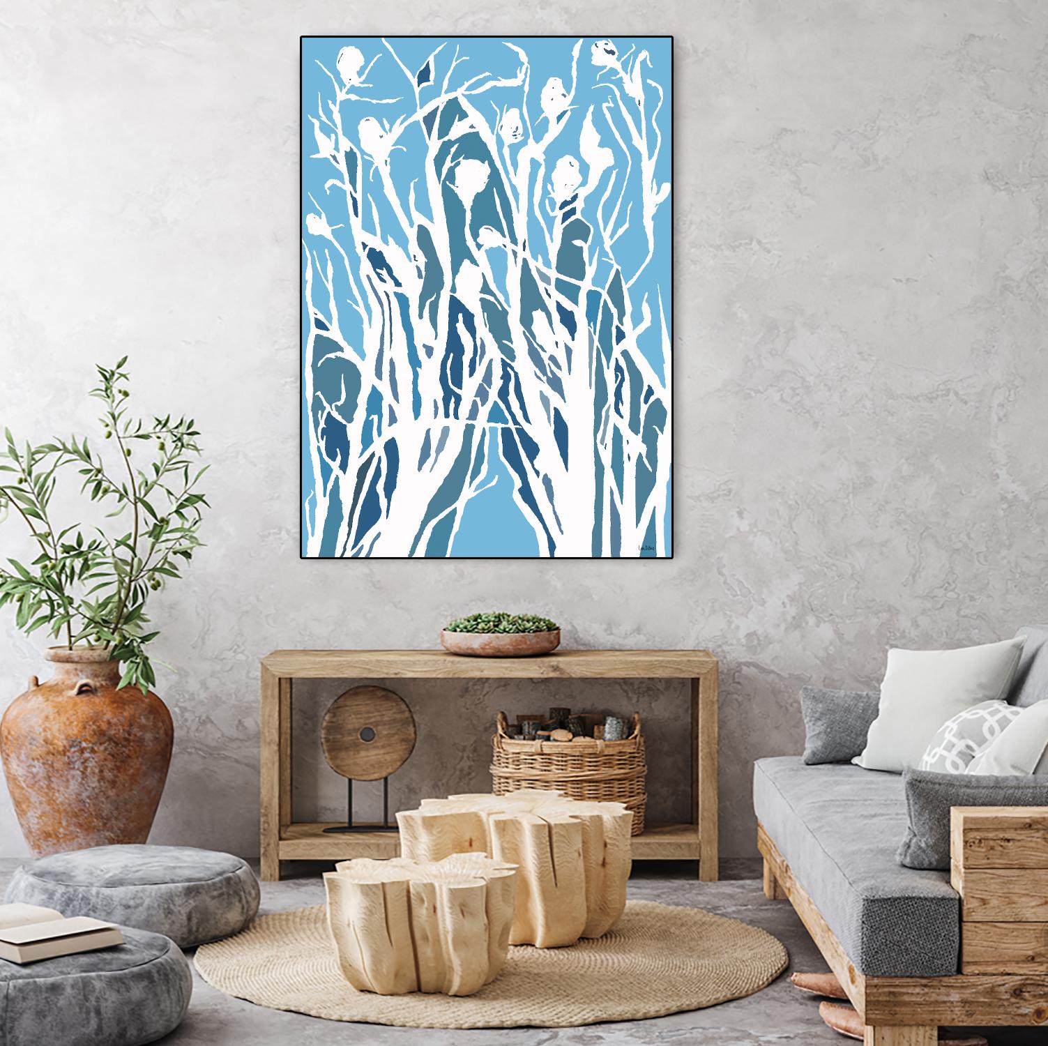 Vine and Dove - Shadow -27 by Lori Dubois on GIANT ART - blue linear grass
