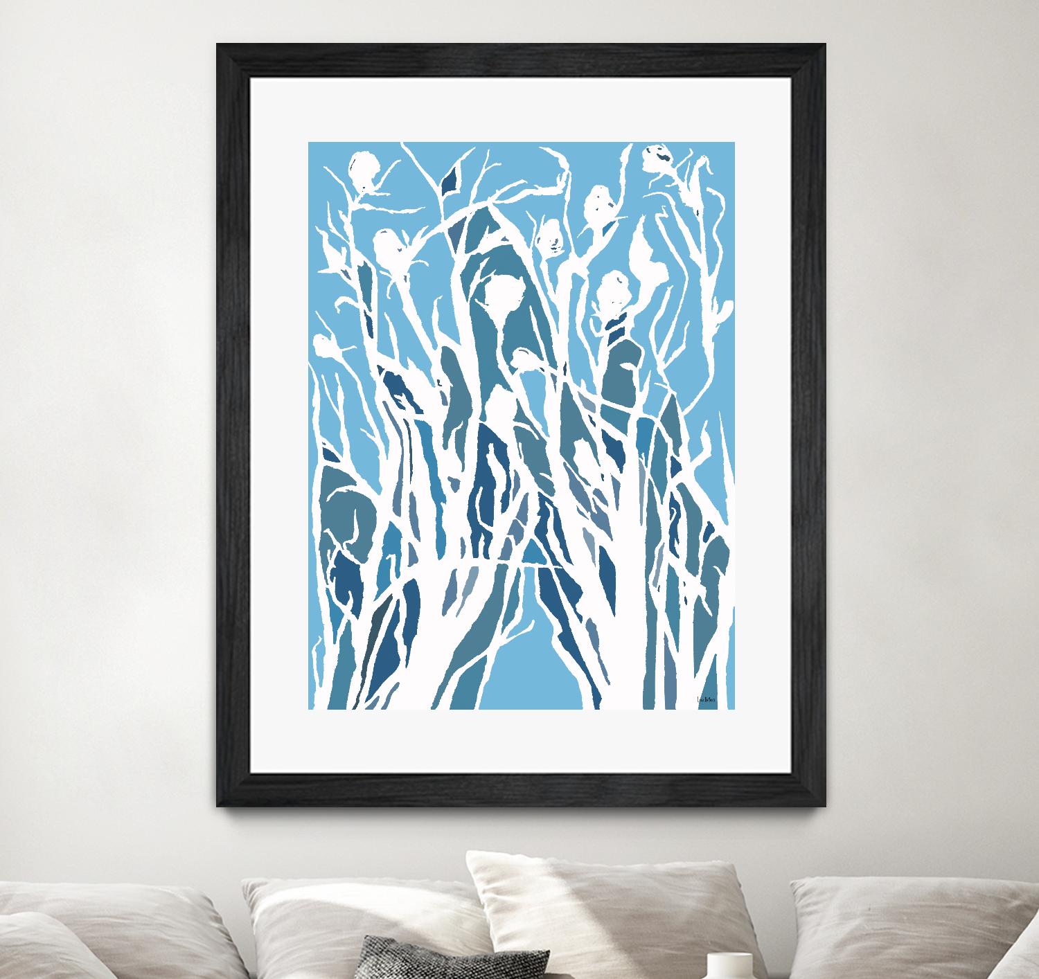 Vine and Dove - Shadow -27 by Lori Dubois on GIANT ART - blue linear grass