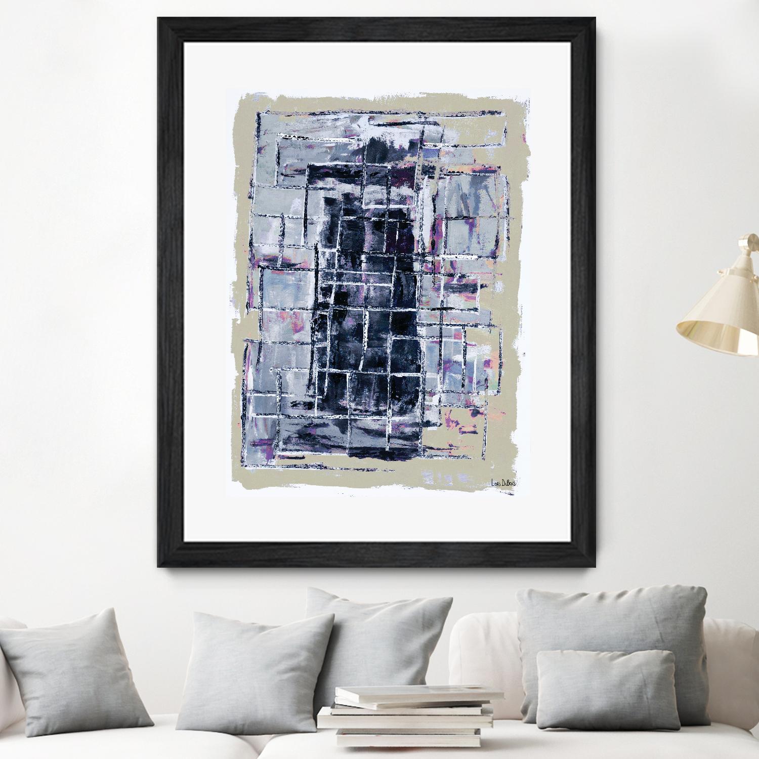 Gates – Neutral Navy - 1 by Lori Dubois on GIANT ART - black linear