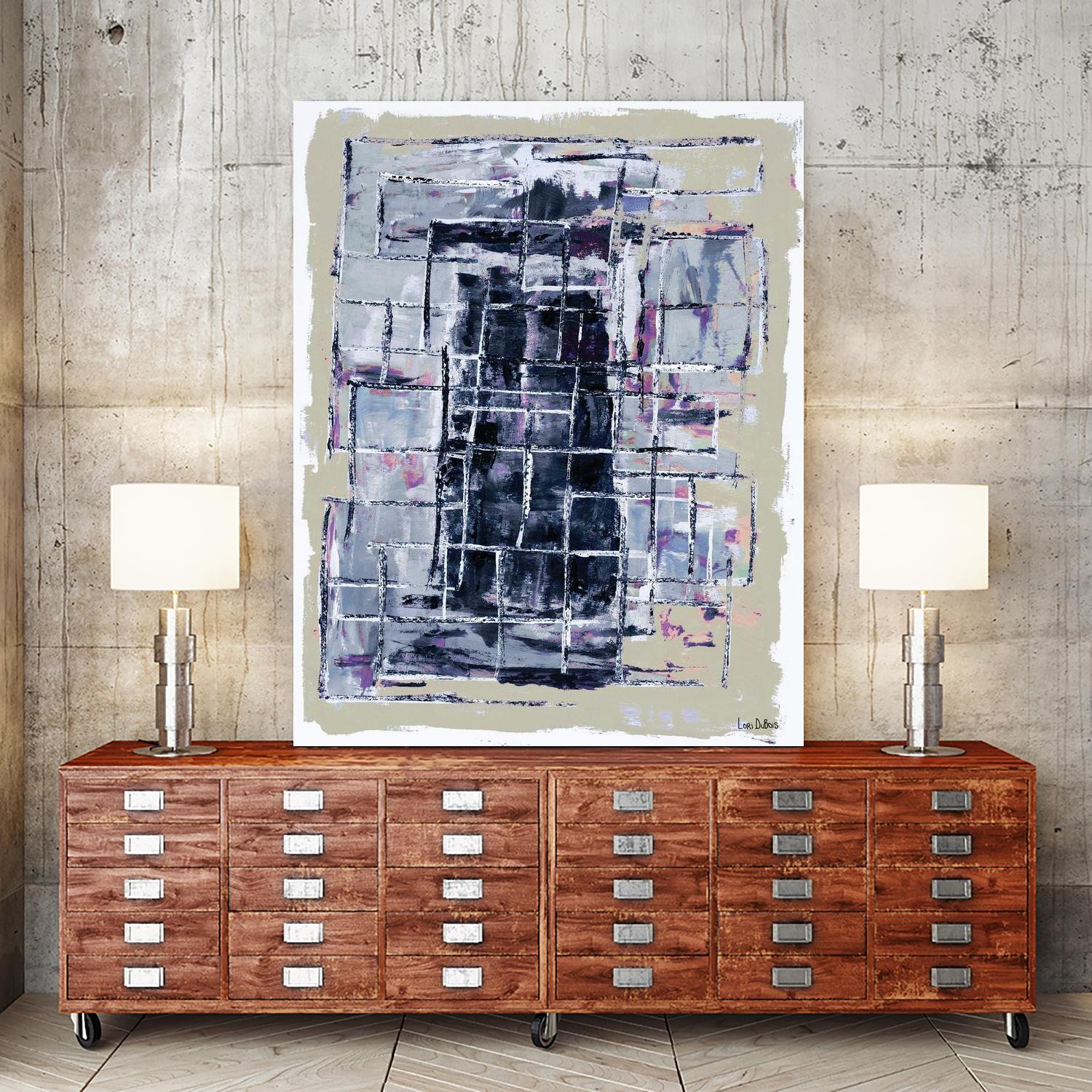 Gates – Neutral Navy - 1 by Lori Dubois on GIANT ART - black linear