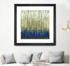 Weave -Blue Gold -C - 2 by Lori Dubois on GIANT ART - blue linear lignes