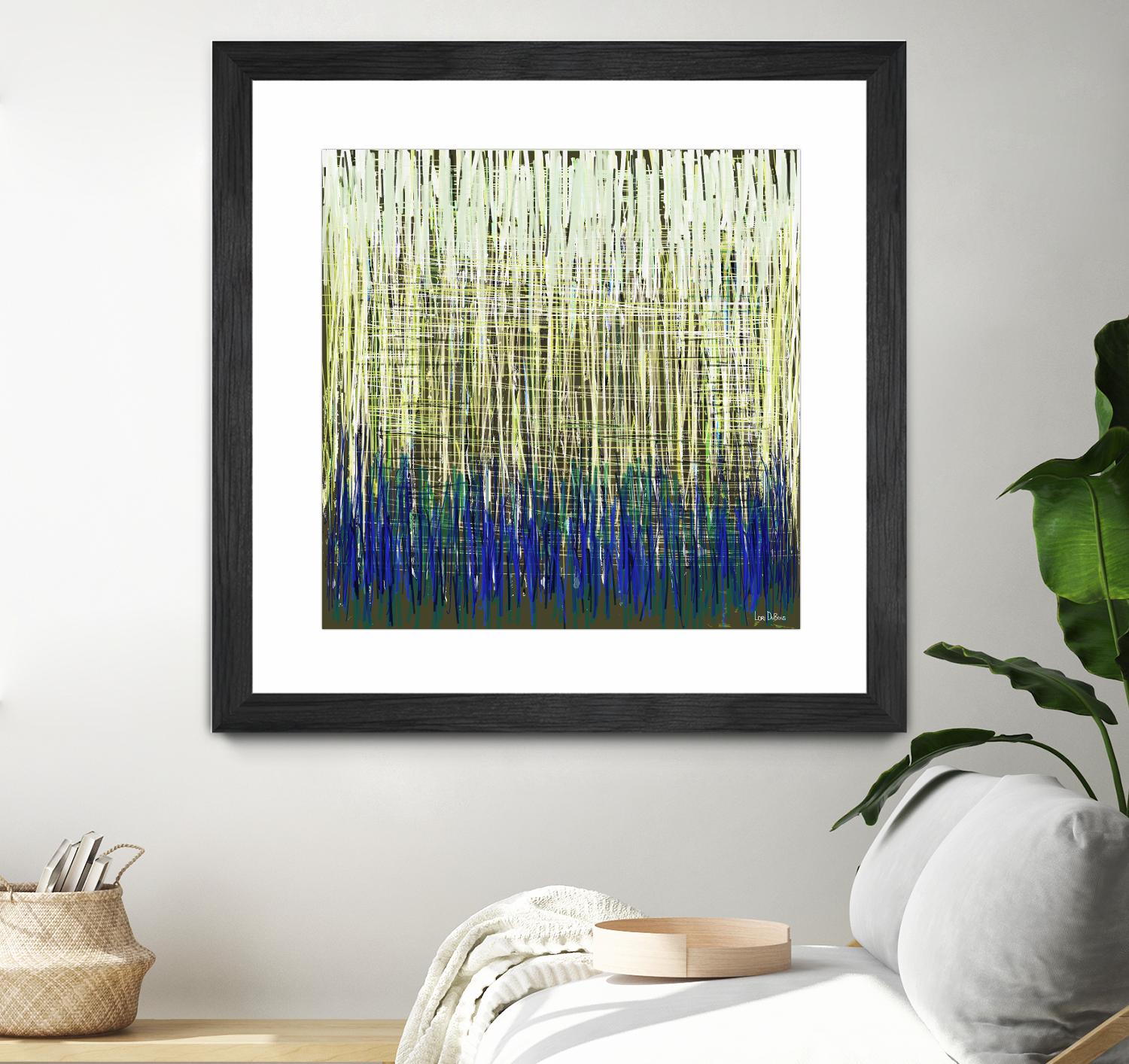 Weave -Blue Gold -C - 2 by Lori Dubois on GIANT ART - blue linear lignes