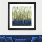 Weave -Blue Gold -C - 2 by Lori Dubois on GIANT ART - blue linear lignes