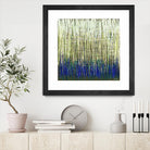 Weave -Blue Gold -C - 2 by Lori Dubois on GIANT ART - blue linear lignes