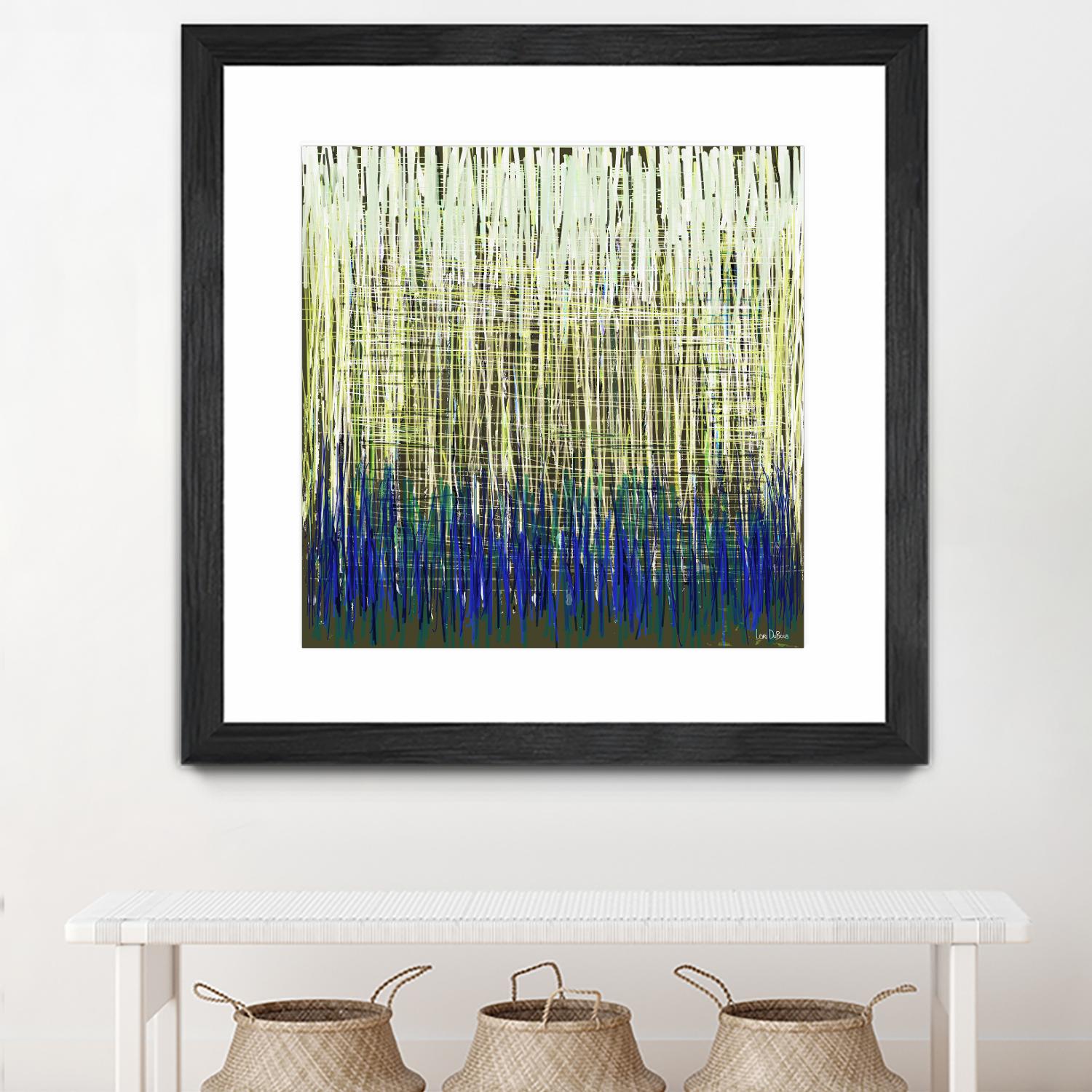 Weave -Blue Gold -C - 2 by Lori Dubois on GIANT ART - blue linear lignes