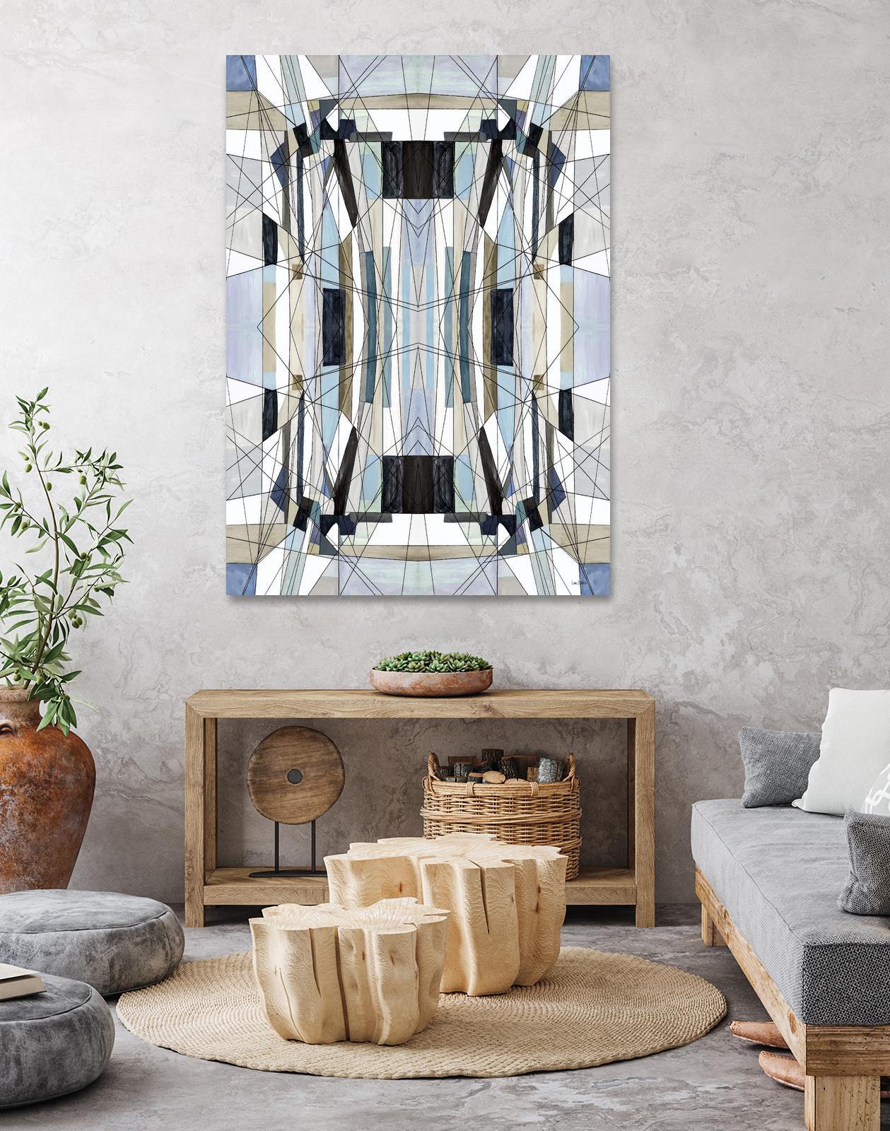 Flagship by Lori Dubois on GIANT ART - blue linear angled black lines