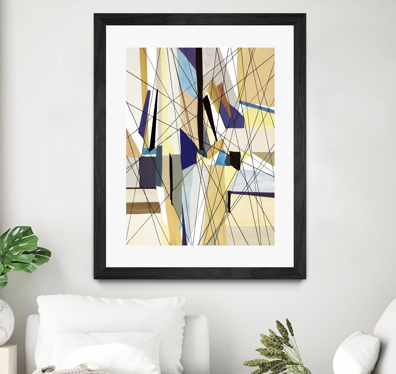 SeaCruise by Lori Dubois on GIANT ART - beige geometric shapes angled black lines