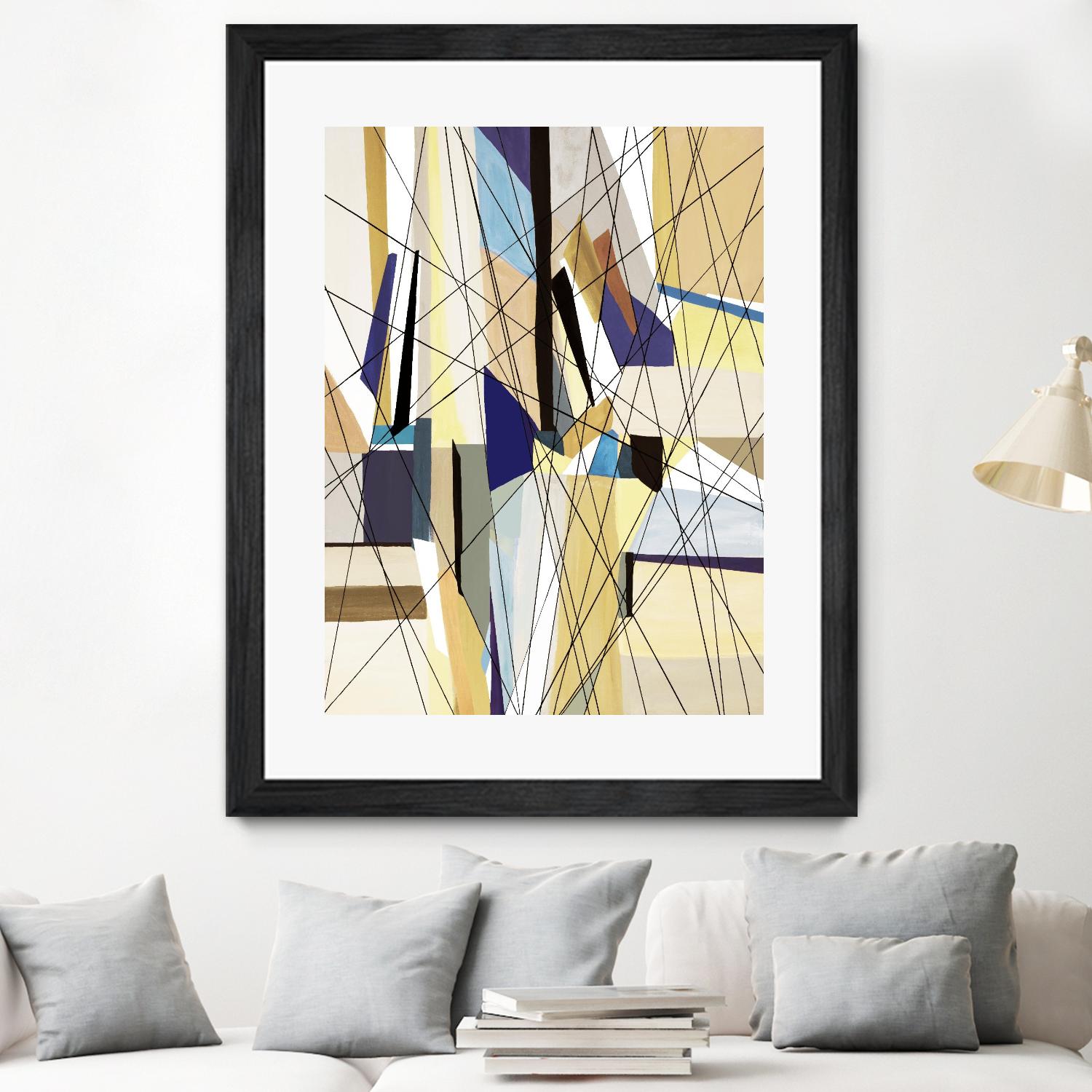 SeaCruise by Lori Dubois on GIANT ART - beige geometric shapes angled black lines