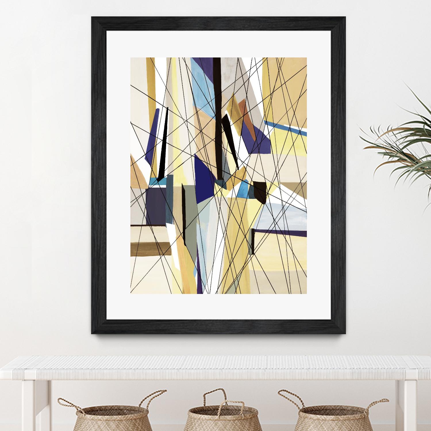 SeaCruise by Lori Dubois on GIANT ART - beige geometric shapes angled black lines