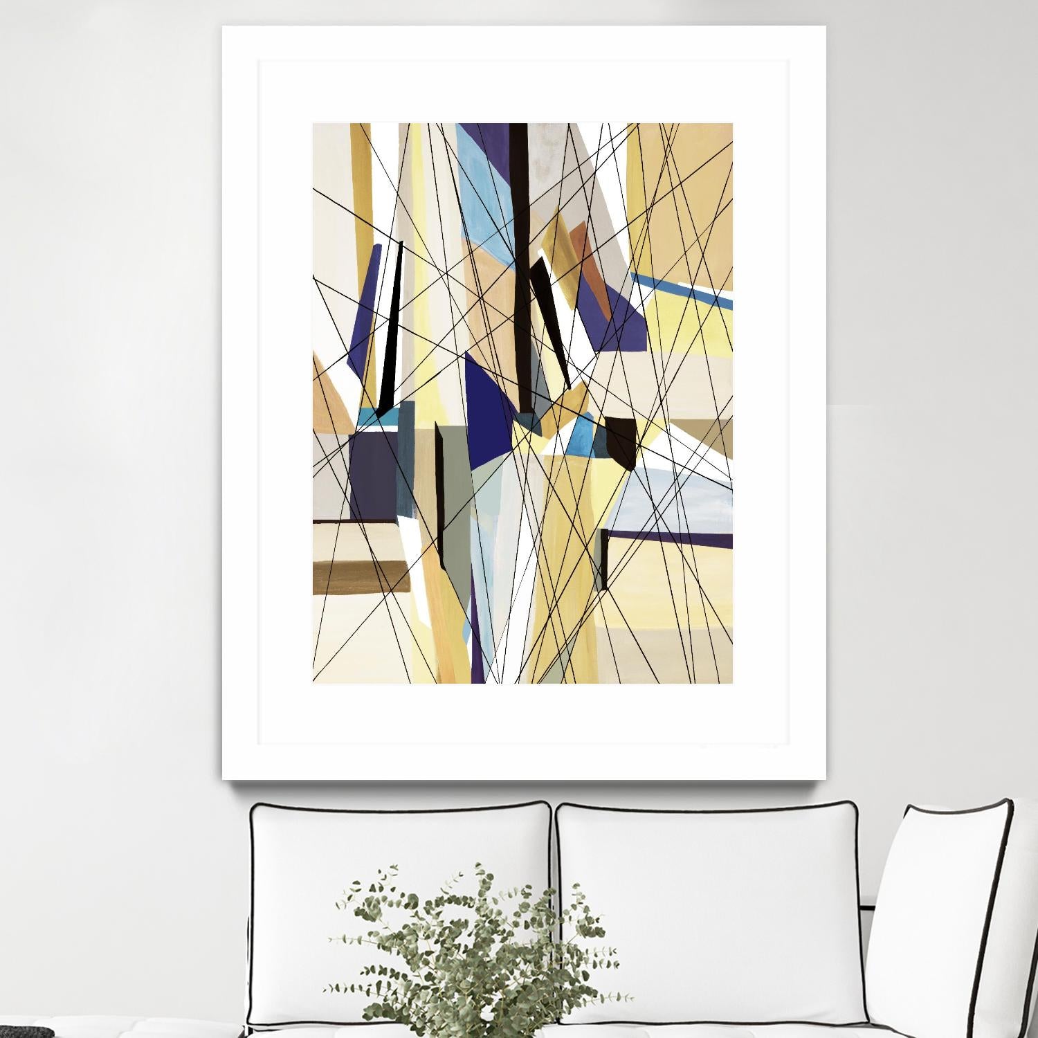 SeaCruise by Lori Dubois on GIANT ART - beige geometric shapes angled black lines