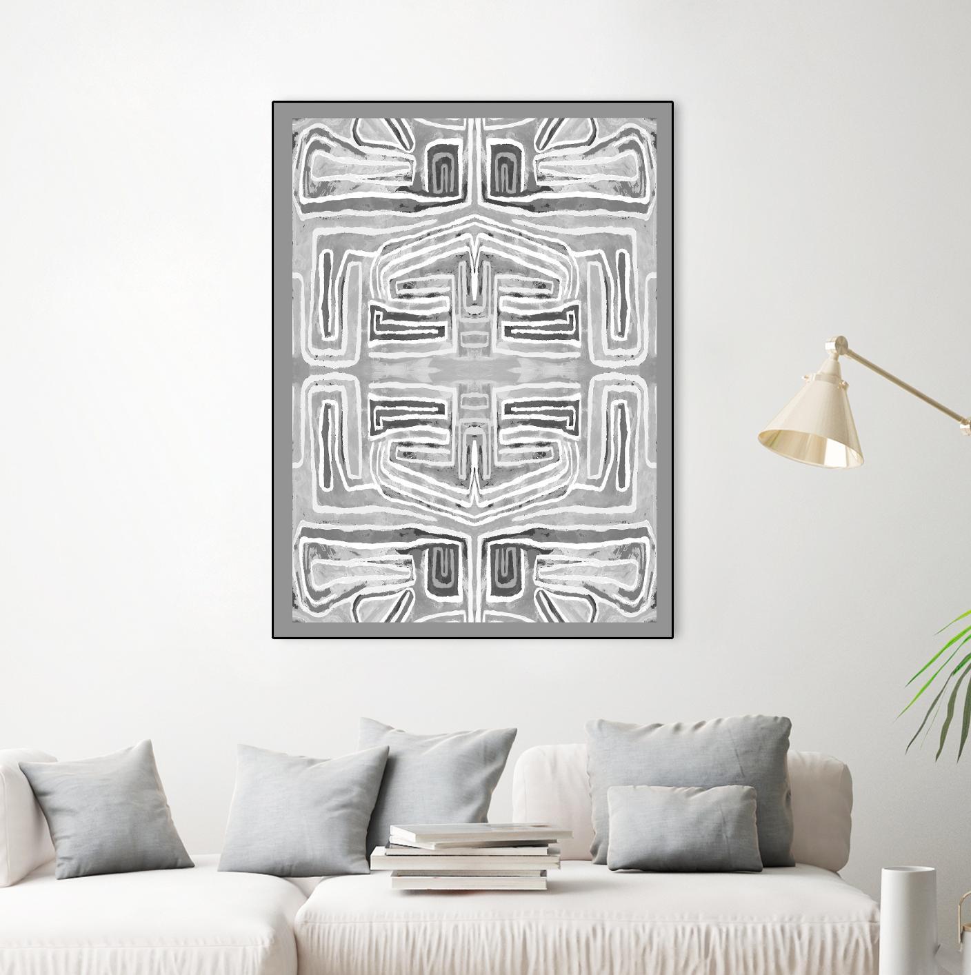 Dynasty-III by Lori Dubois on GIANT ART - white patterns gray border