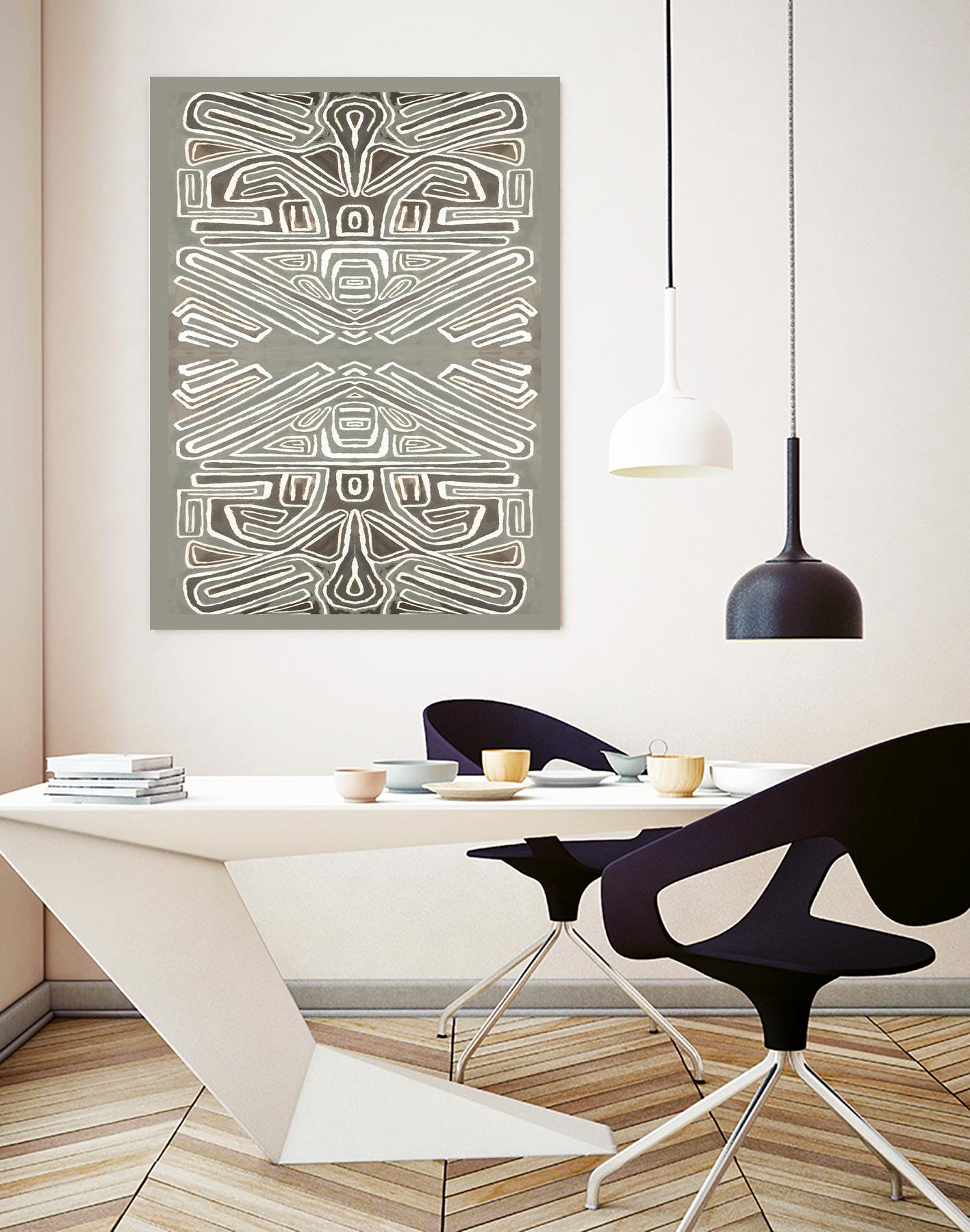 Phoenix-II by Lori Dubois on GIANT ART - white patterns gray border