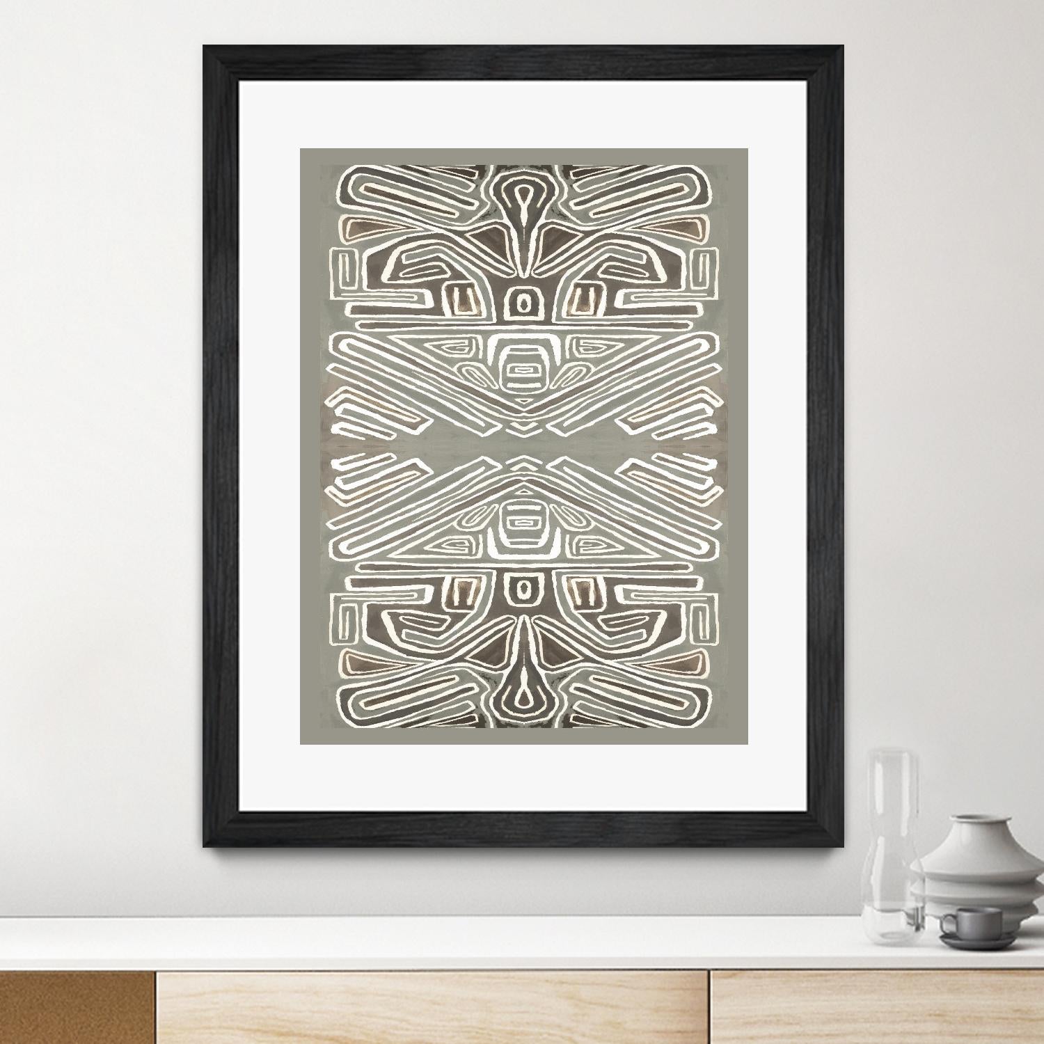 Phoenix-II by Lori Dubois on GIANT ART - white patterns gray border