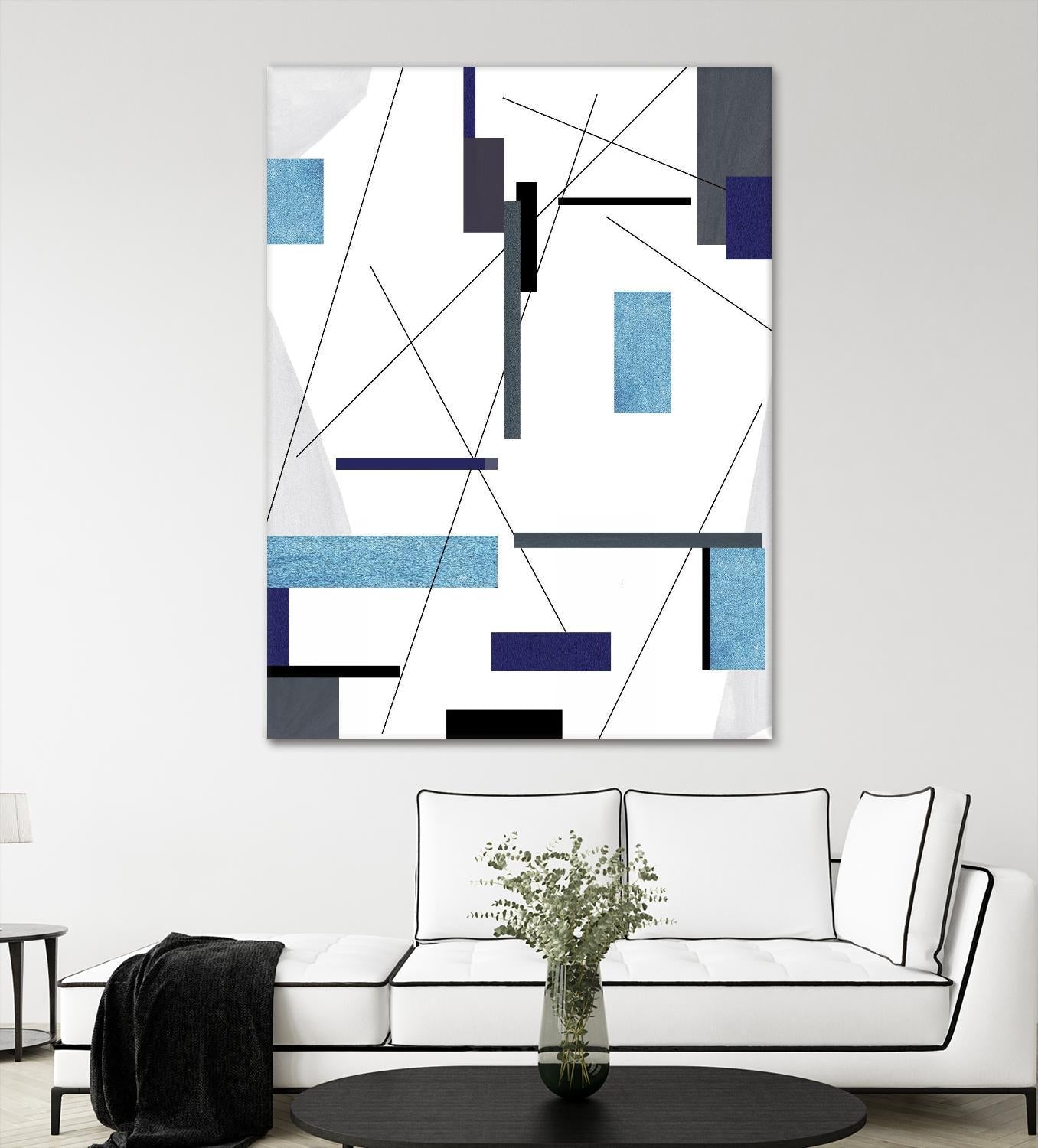 AvantGarde by Lori Dubois on GIANT ART - blue linear grays