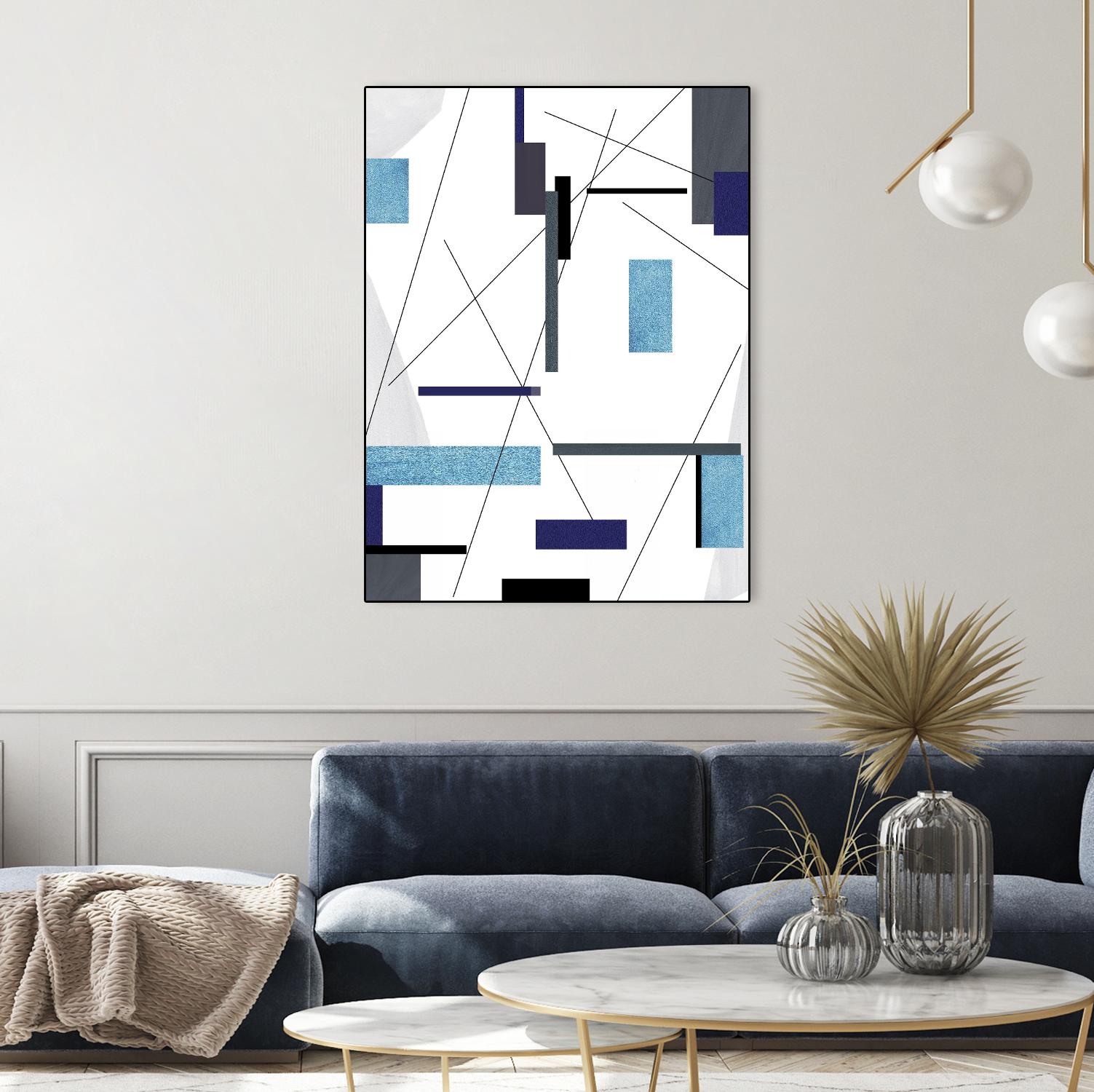 AvantGarde by Lori Dubois on GIANT ART - blue linear grays
