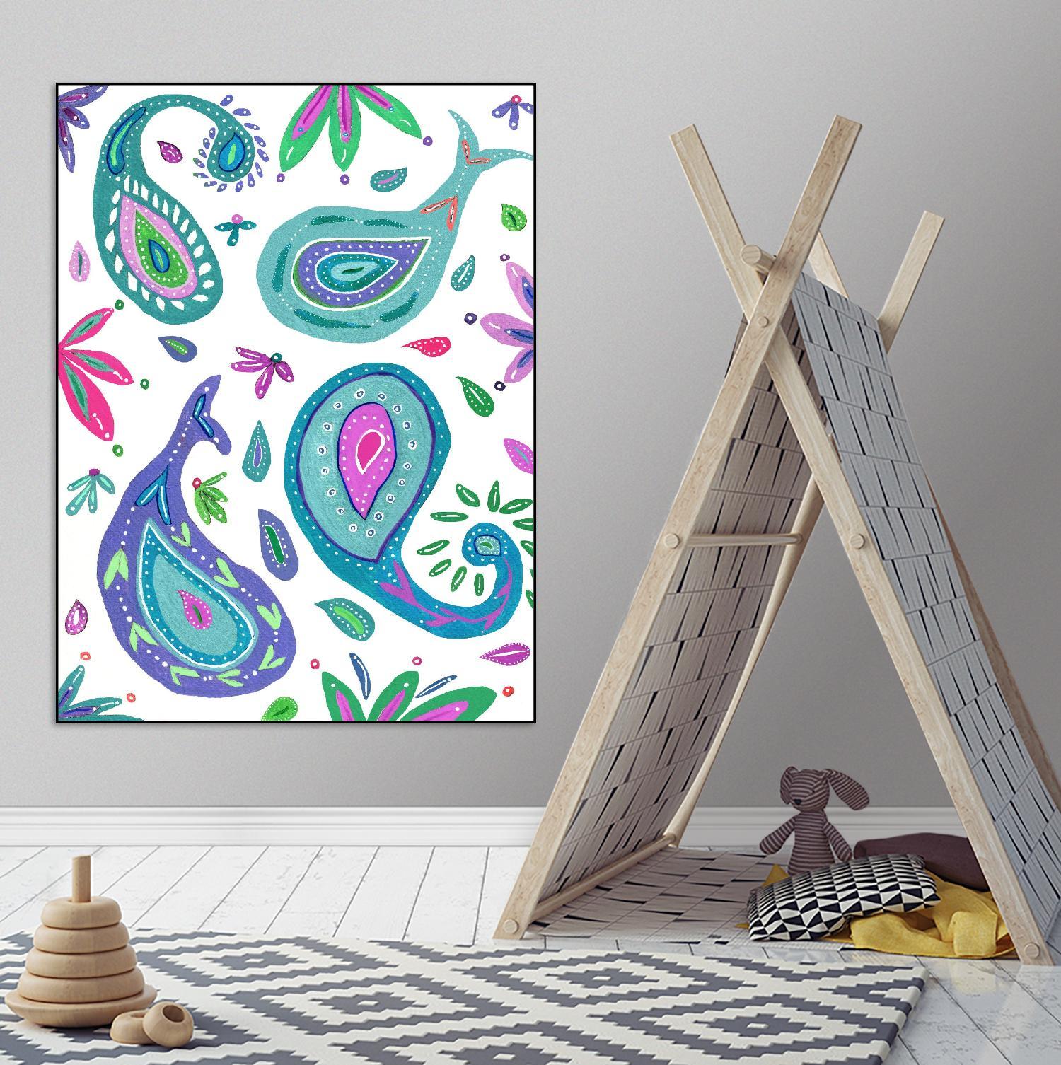 Jazzy by Lori Dubois on GIANT ART - aqua floral aqua