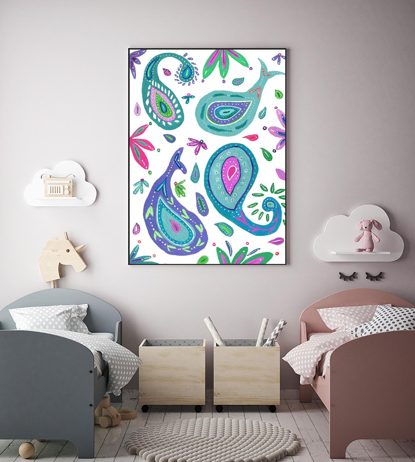 Jazzy by Lori Dubois on GIANT ART - aqua floral aqua