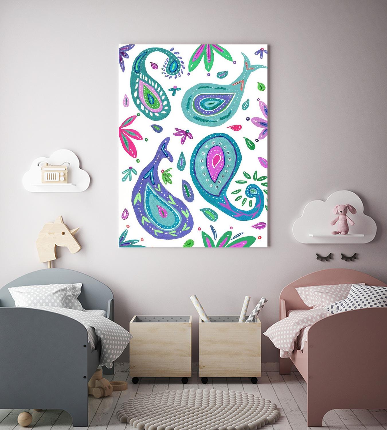 Jazzy by Lori Dubois on GIANT ART - aqua floral aqua