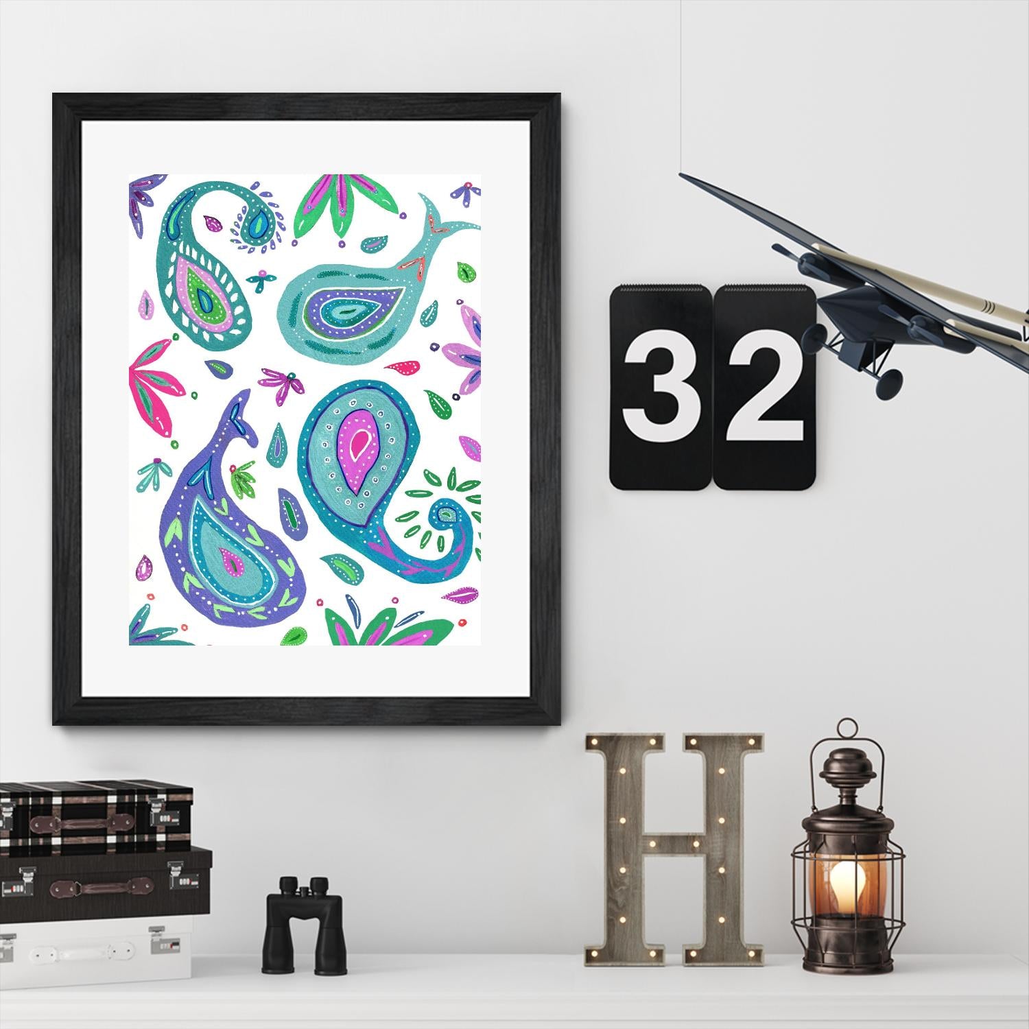 Jazzy by Lori Dubois on GIANT ART - aqua floral aqua