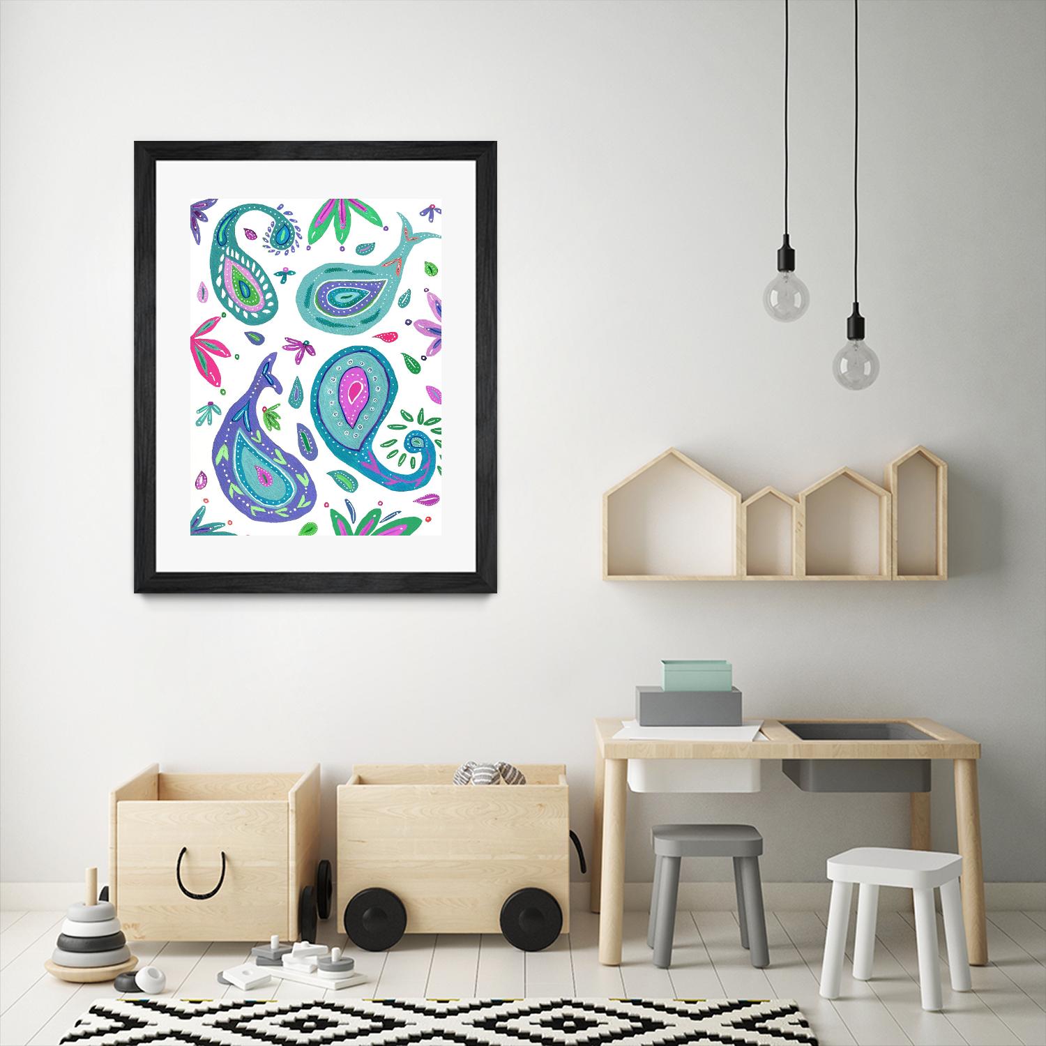 Jazzy by Lori Dubois on GIANT ART - aqua floral aqua