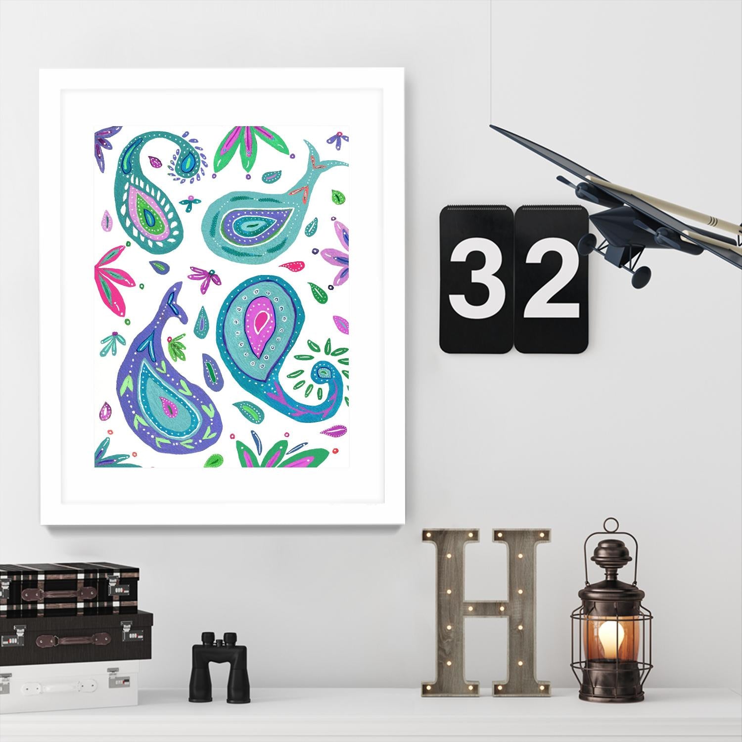 Jazzy by Lori Dubois on GIANT ART - aqua floral aqua
