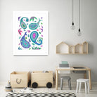 Jazzy by Lori Dubois on GIANT ART - aqua floral aqua