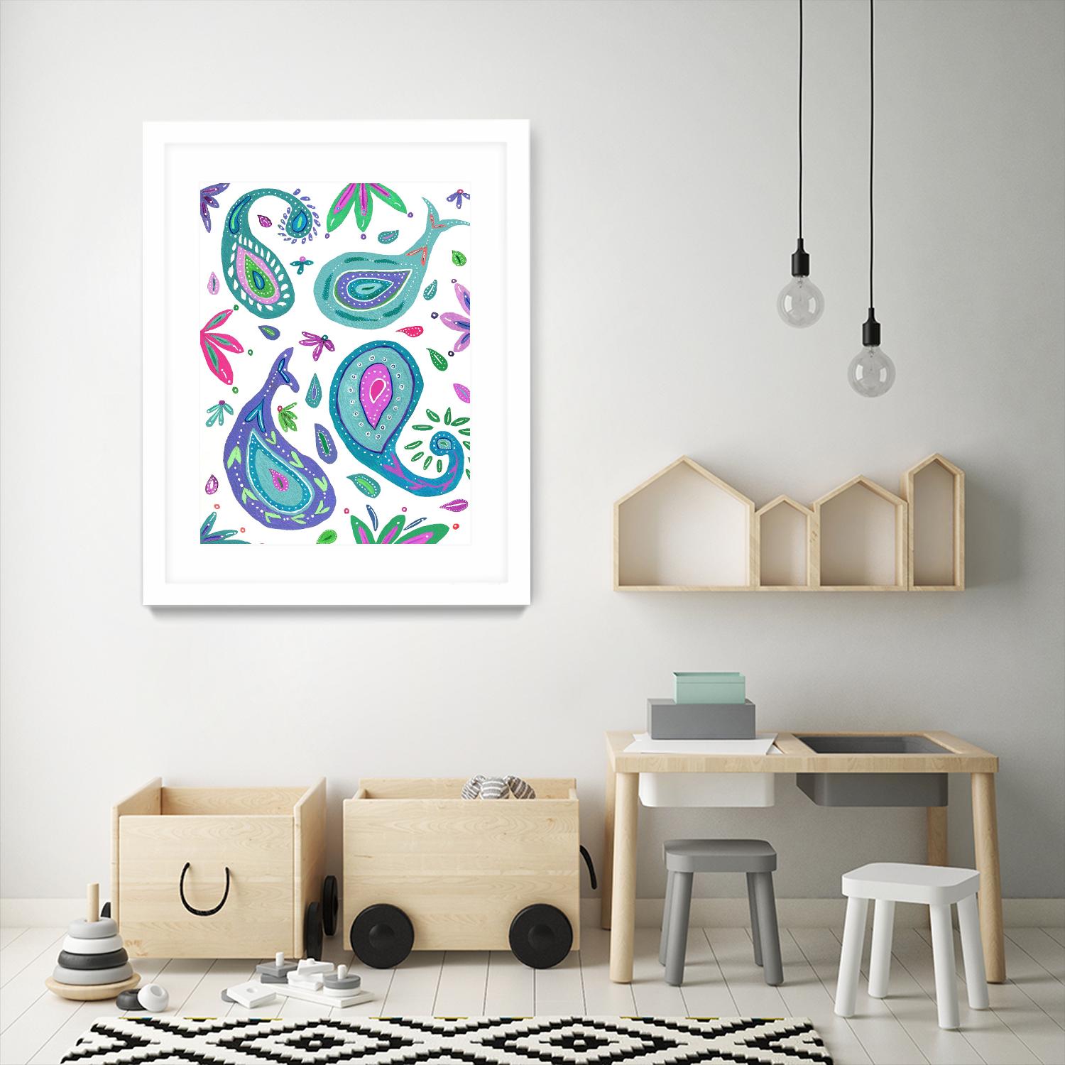 Jazzy by Lori Dubois on GIANT ART - aqua floral aqua