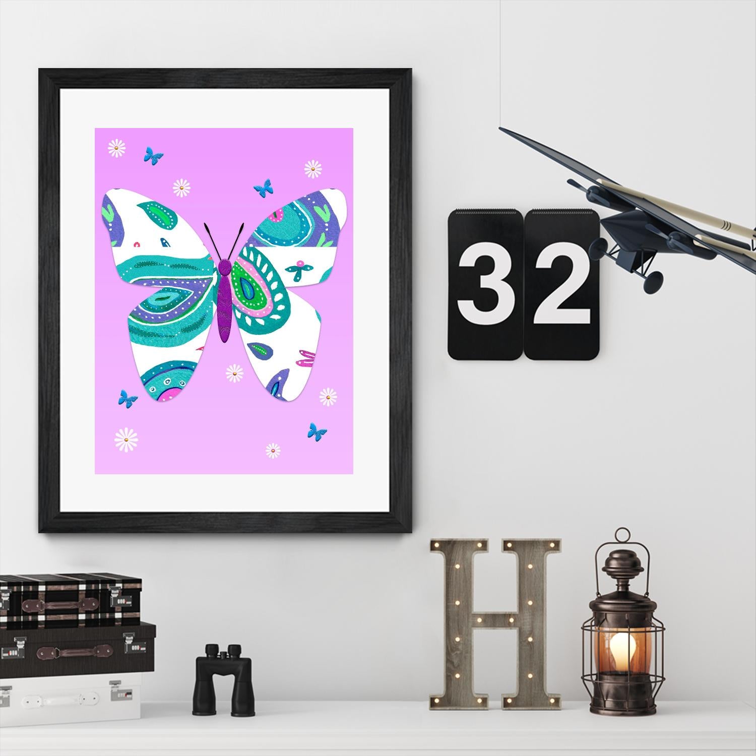 ModernButterfly-V - Lav by Lori Dubois on GIANT ART - pink art for kids doux