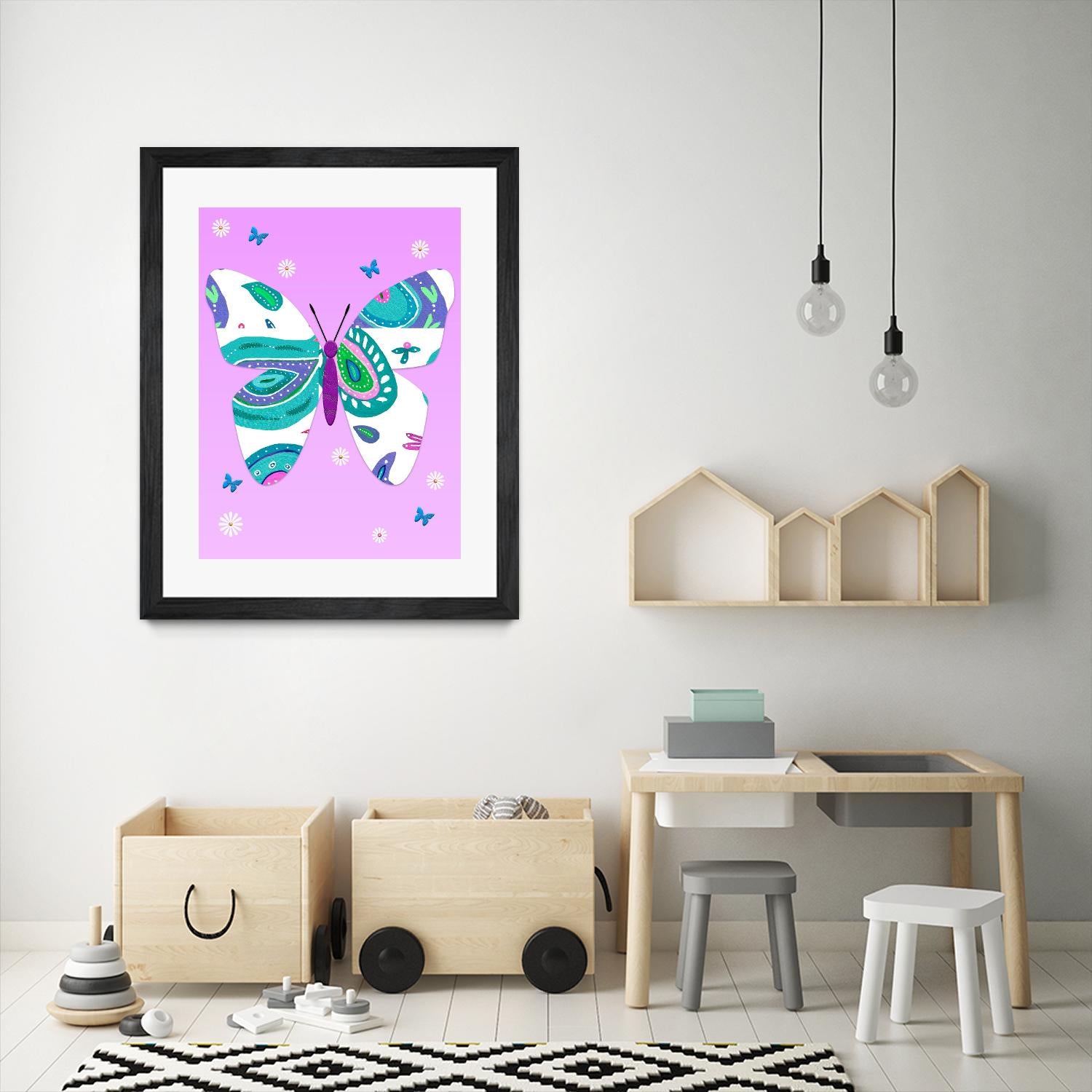 ModernButterfly-V - Lav by Lori Dubois on GIANT ART - pink art for kids doux