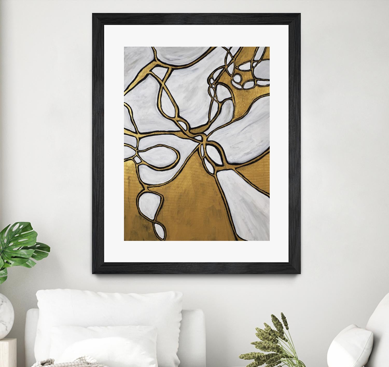 Mocha Latte -Gold - 2 by Lori Dubois on GIANT ART - gold linear