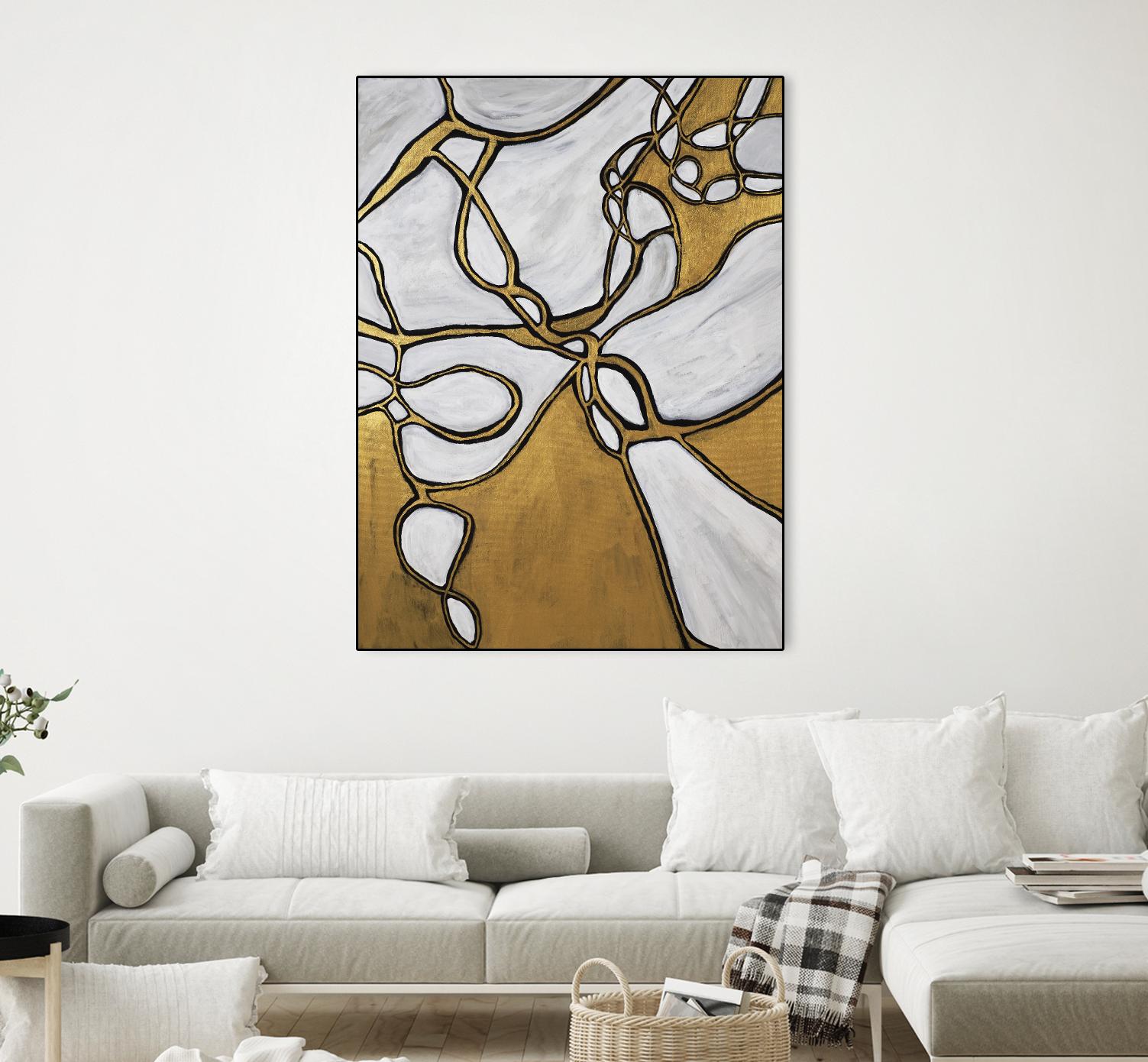 Mocha Latte -Gold - 2 by Lori Dubois on GIANT ART - gold linear