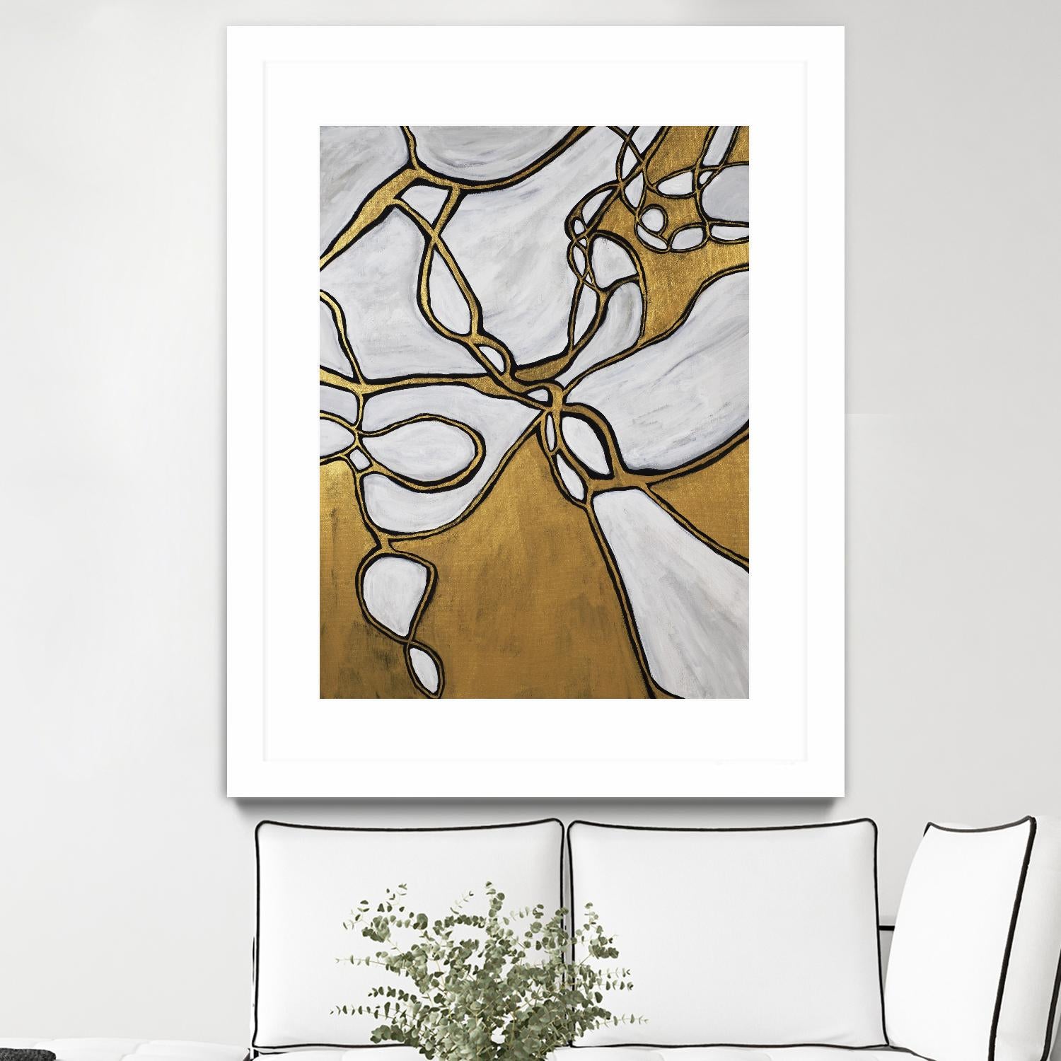 Mocha Latte -Gold - 2 by Lori Dubois on GIANT ART - gold linear