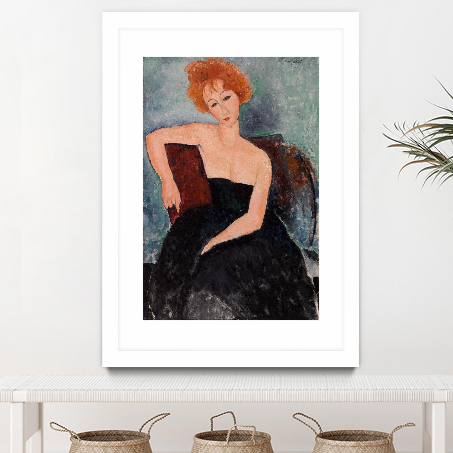 Redheaded Girl in Evening Dress by Amedeo Modigliani on GIANT ART - blue museums woman