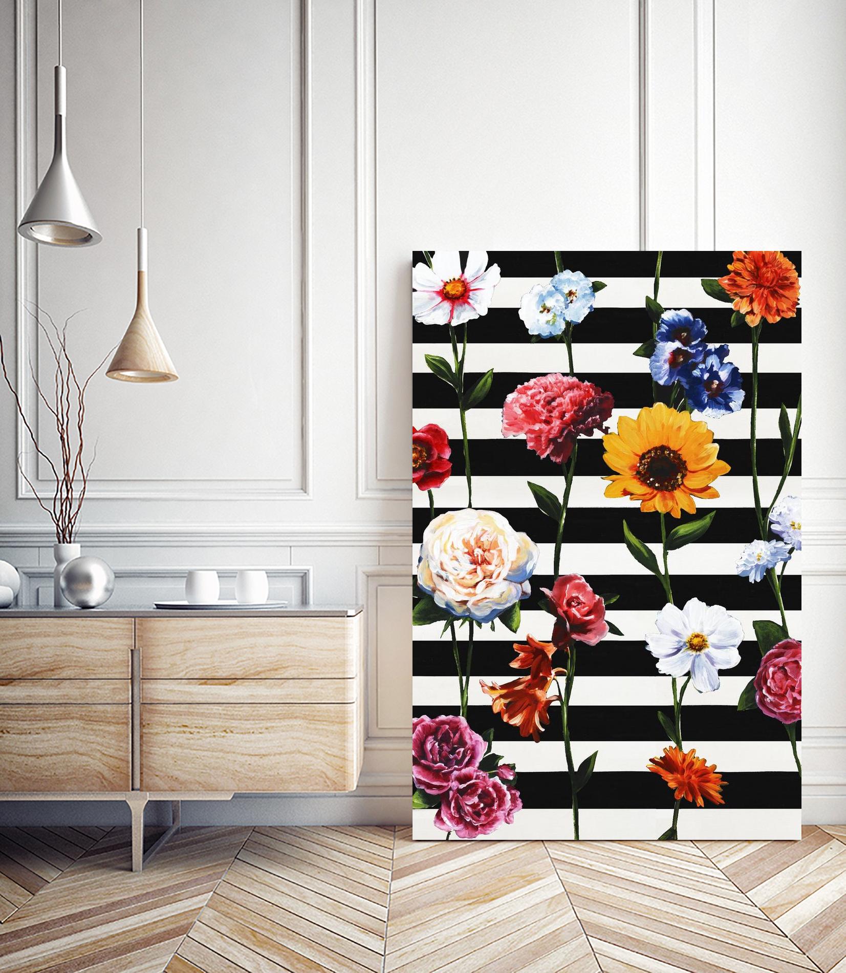 Streakes of Flowers by Daleno Art on GIANT ART - orange florals abstrait 