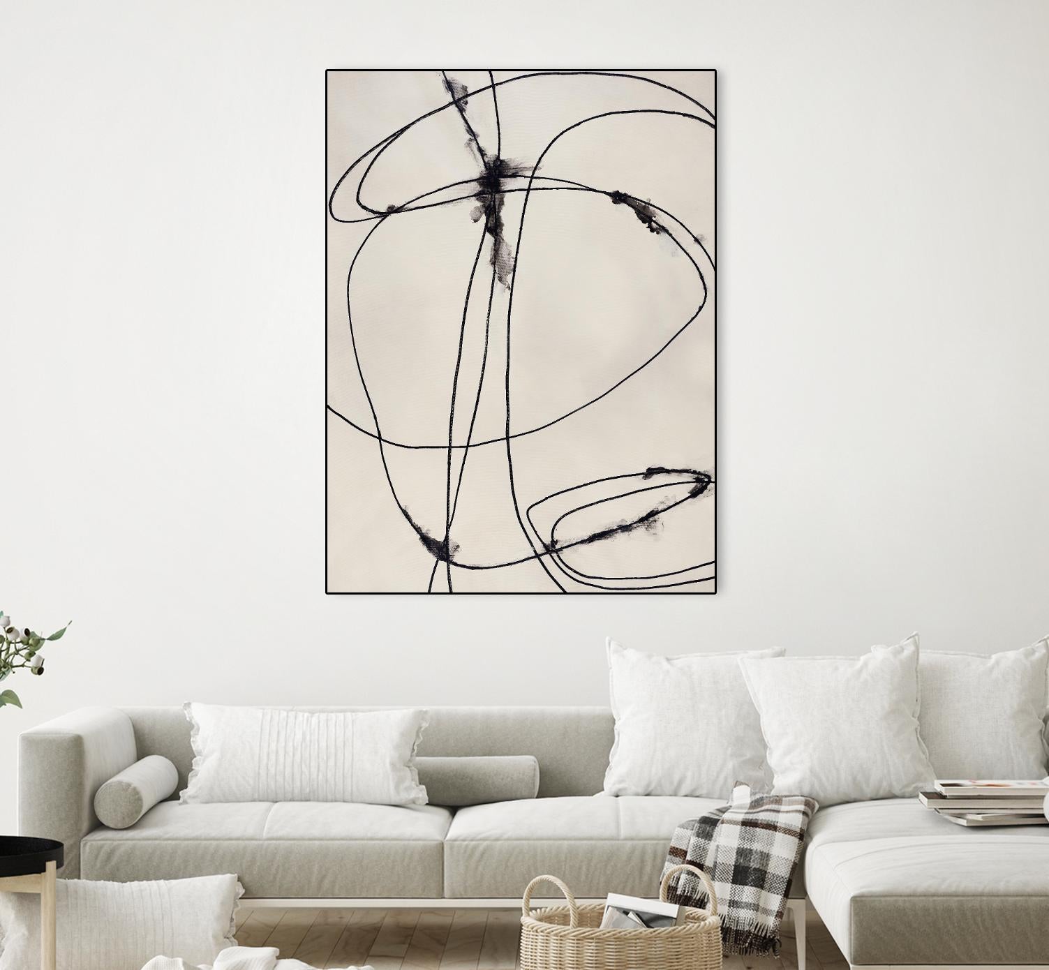 Tangled Ties by Daleno Art on GIANT ART - beige black & white abstrait 