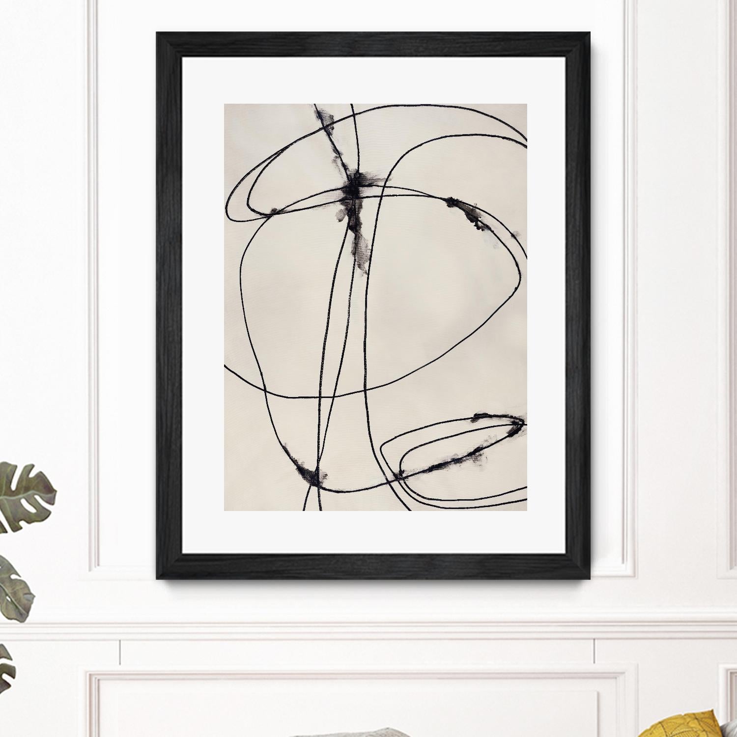 Tangled Ties by Daleno Art on GIANT ART - beige black & white abstrait 