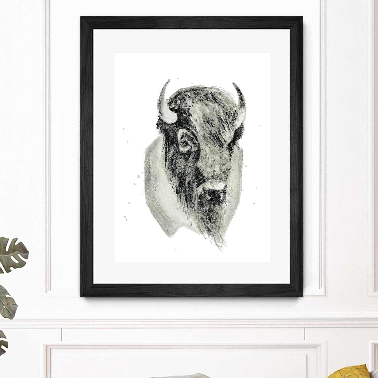 Bison Bust by Brenna Harvey on GIANT ART - white vintage bison