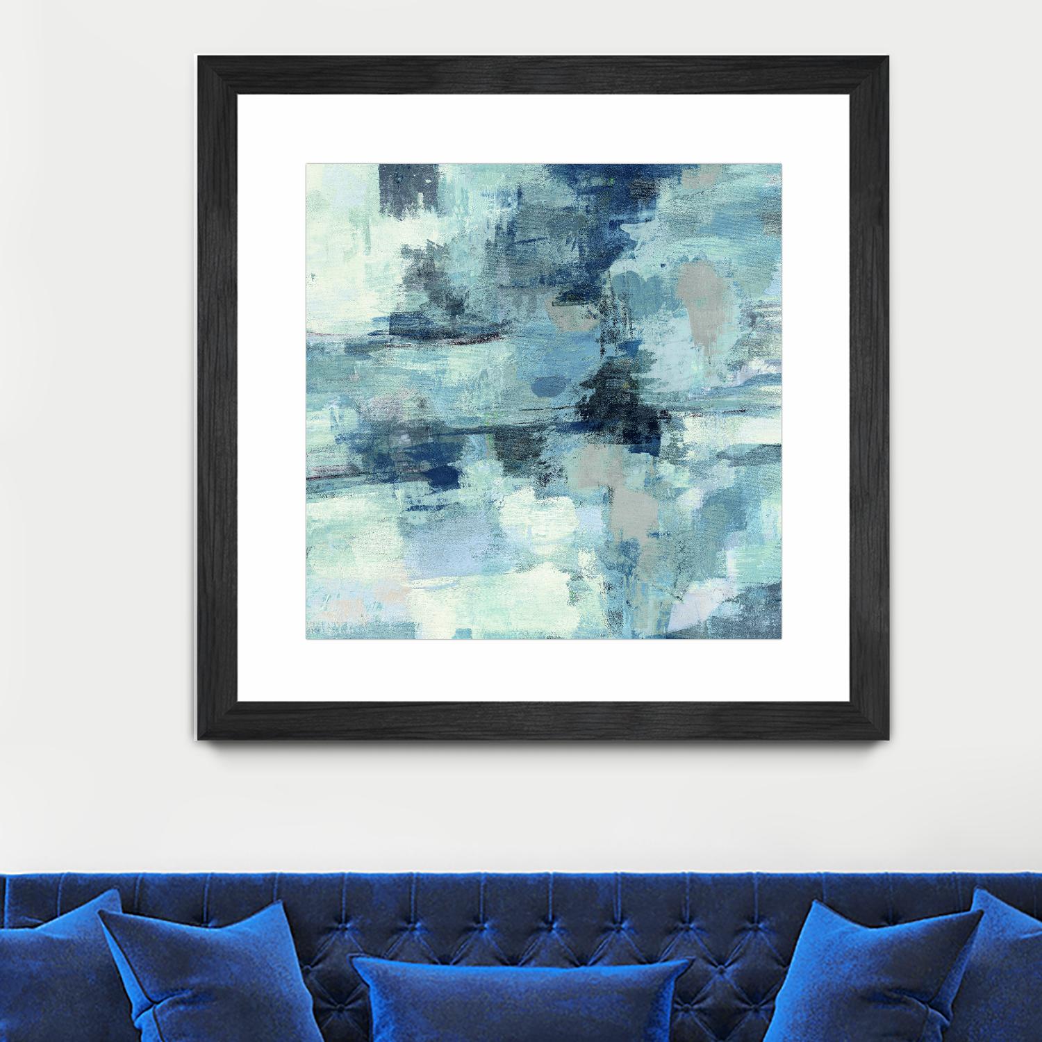 In the Clouds Indigo and Gray Crop by Silvia Vassileva on GIANT ART - white abstract