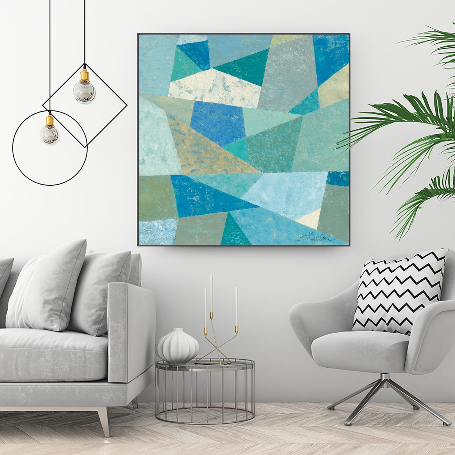 Teal Geo Metric by Silvia Vassileva on GIANT ART - green abstract