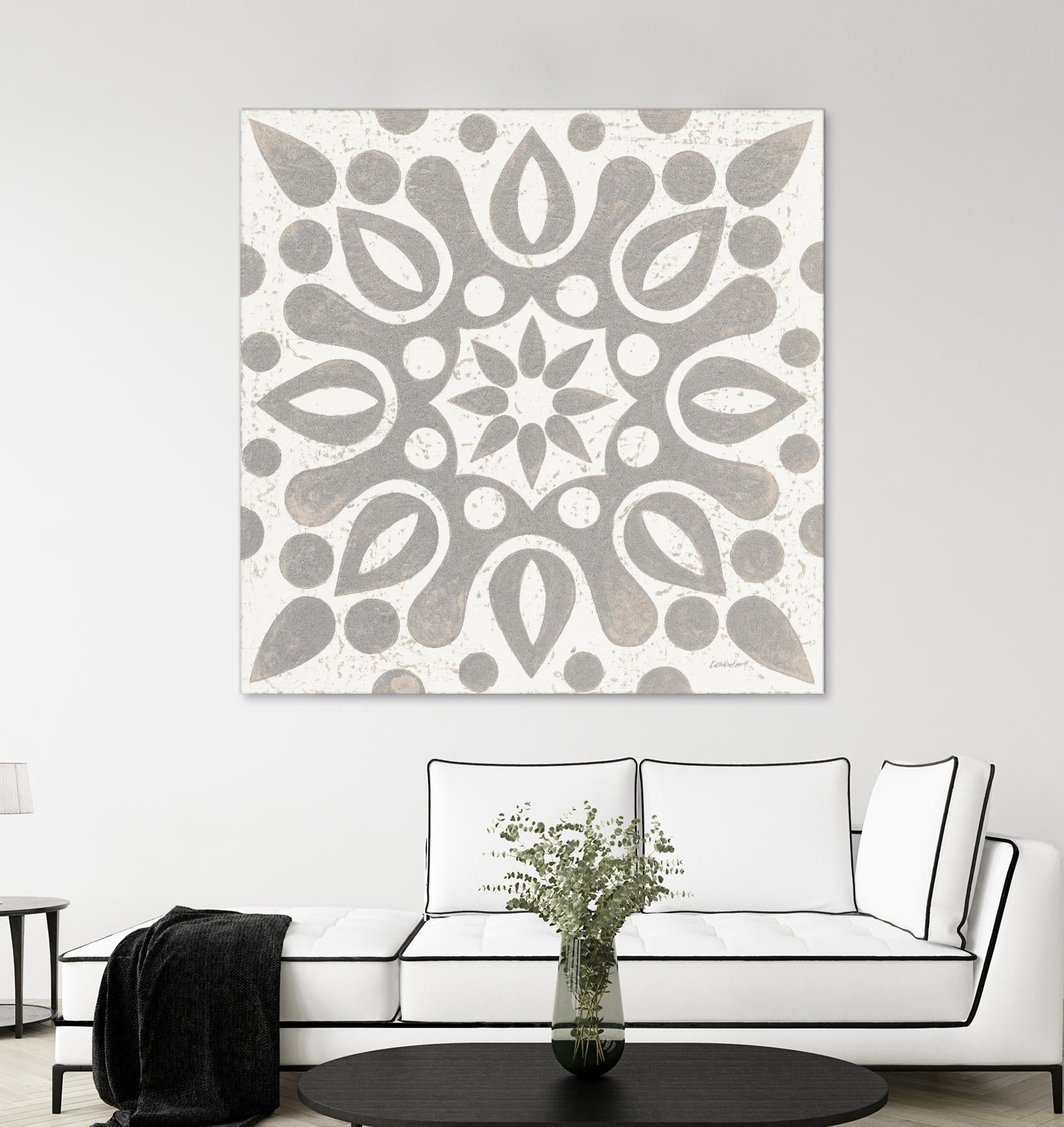 Winter Caravan Tile IV by Kathrine Lovell on GIANT ART - multi abstract cream