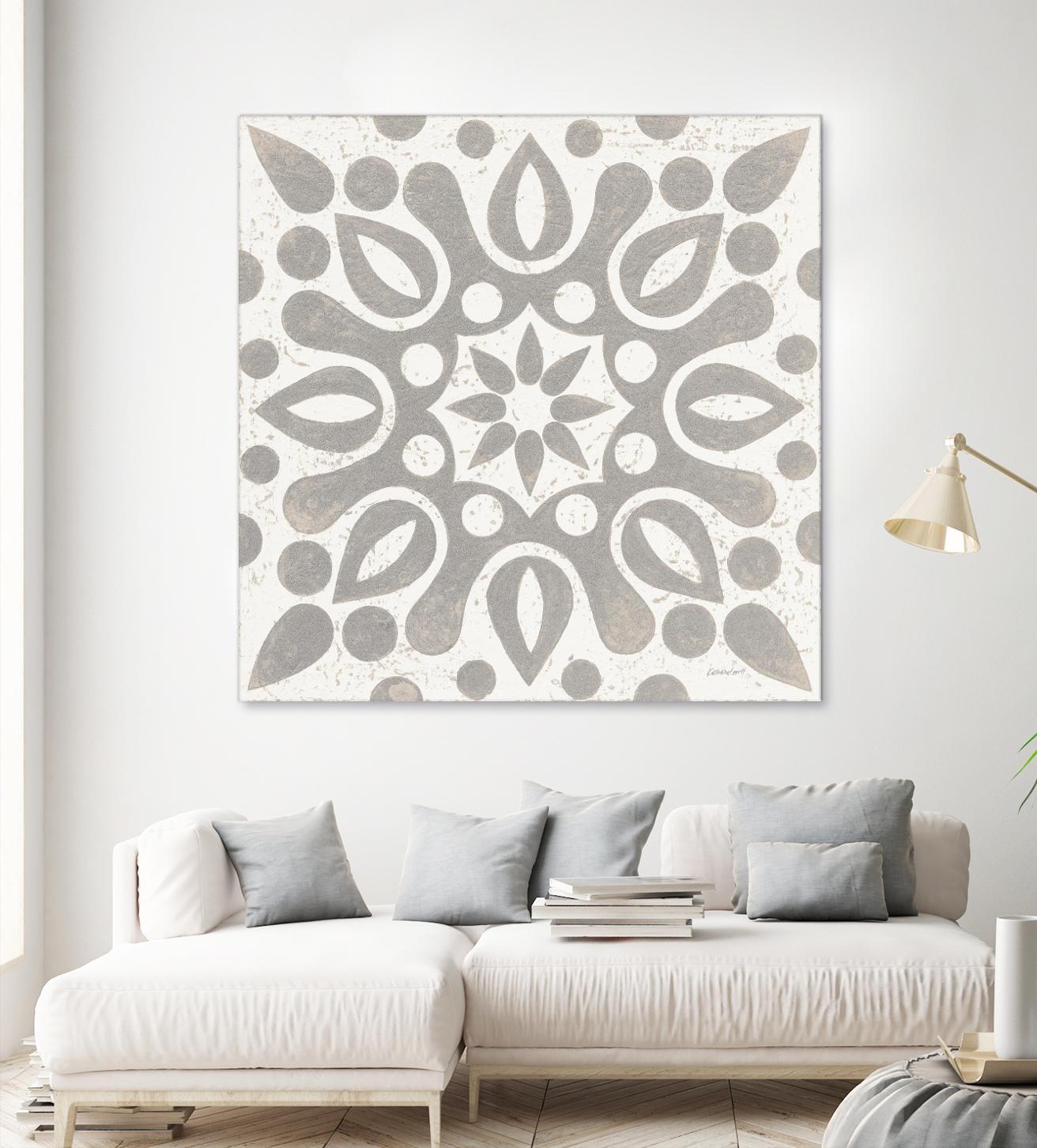 Winter Caravan Tile IV by Kathrine Lovell on GIANT ART - multi abstract cream